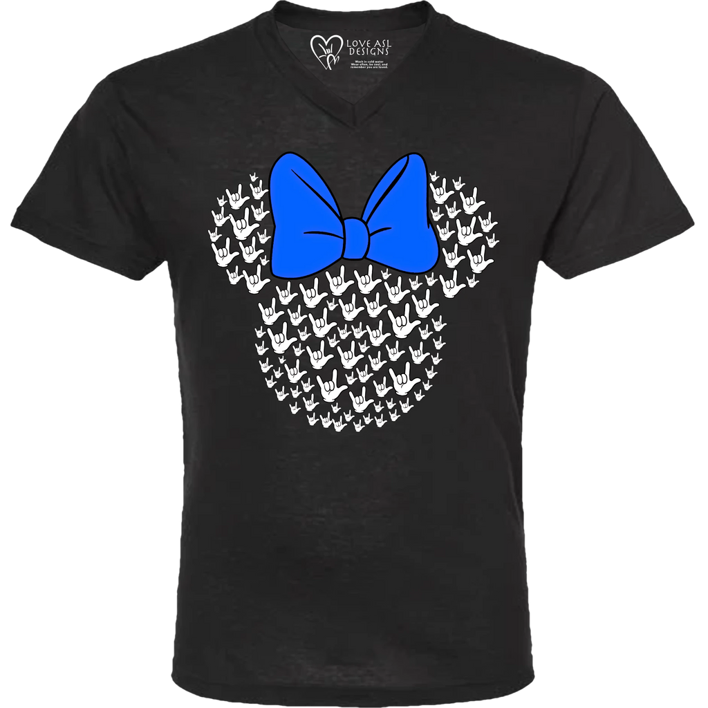 ASL Disney Silhouette Blue/White V-Neck Shirt (MEN)