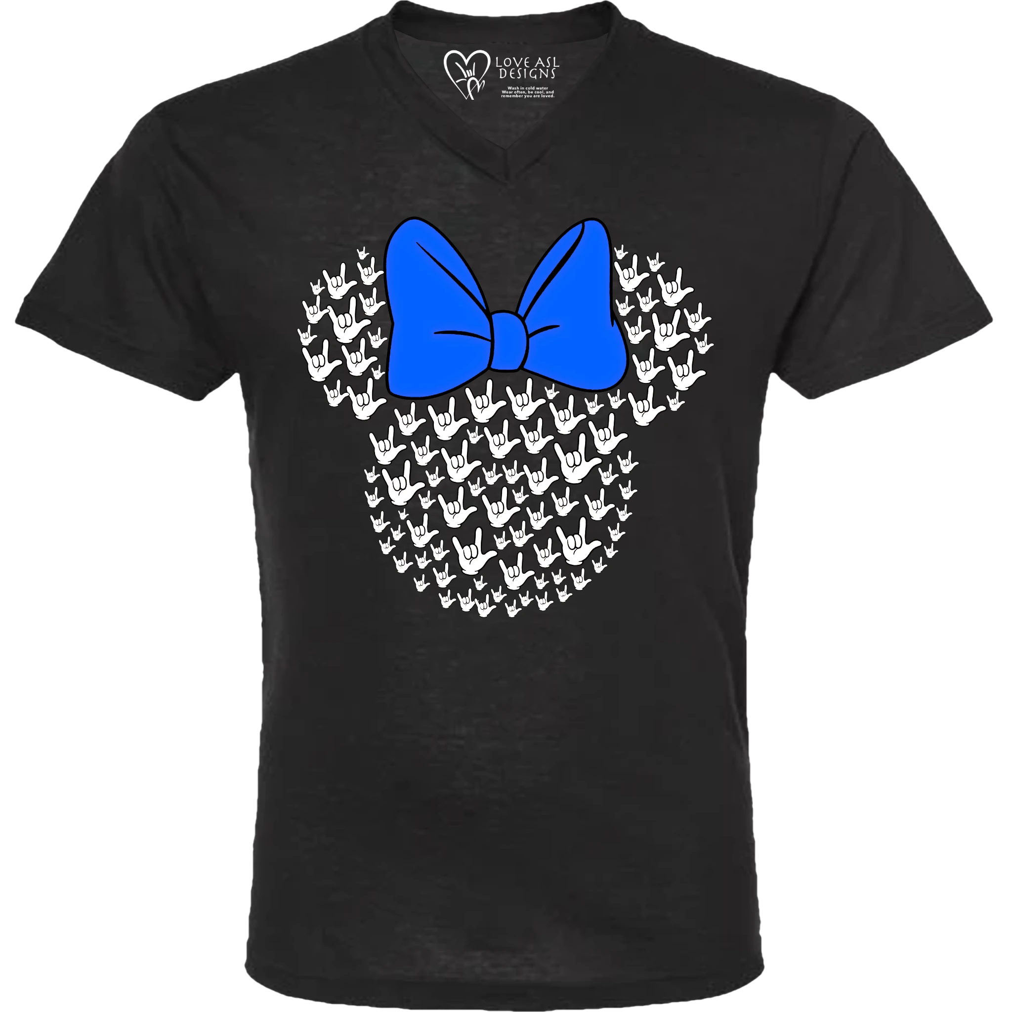 ASL Disney Silhouette Blue/White V-Neck Shirt (MEN)