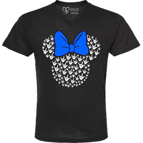 ASL Disney Silhouette Blue/White V-Neck Shirt (MEN)