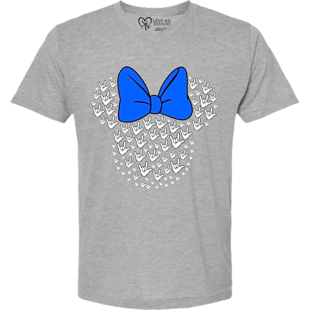 ASL Disney Silhouette Blue/White V-Neck Shirt (MEN)