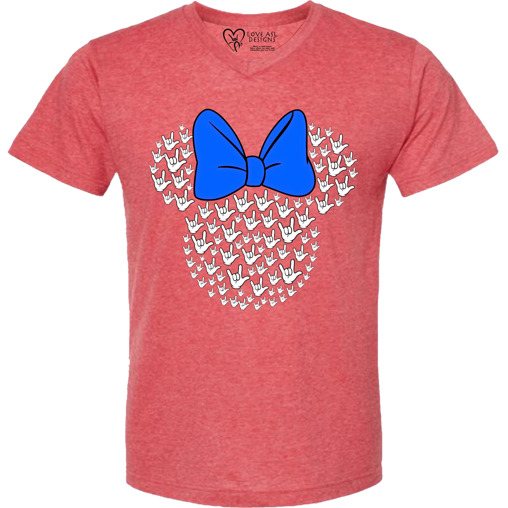 ASL Disney Silhouette Blue/White V-Neck Shirt (MEN)