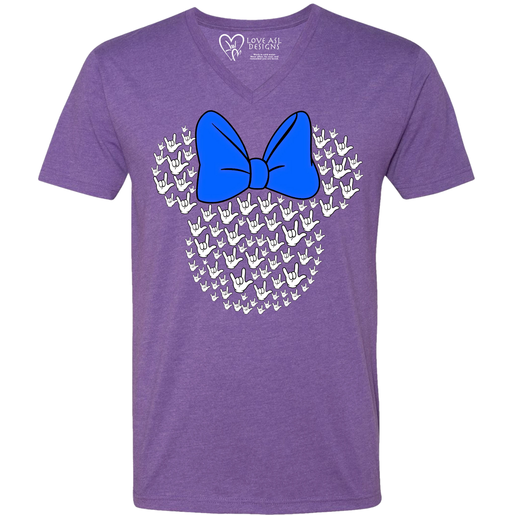 ASL Disney Silhouette Blue/White V-Neck Shirt (MEN)