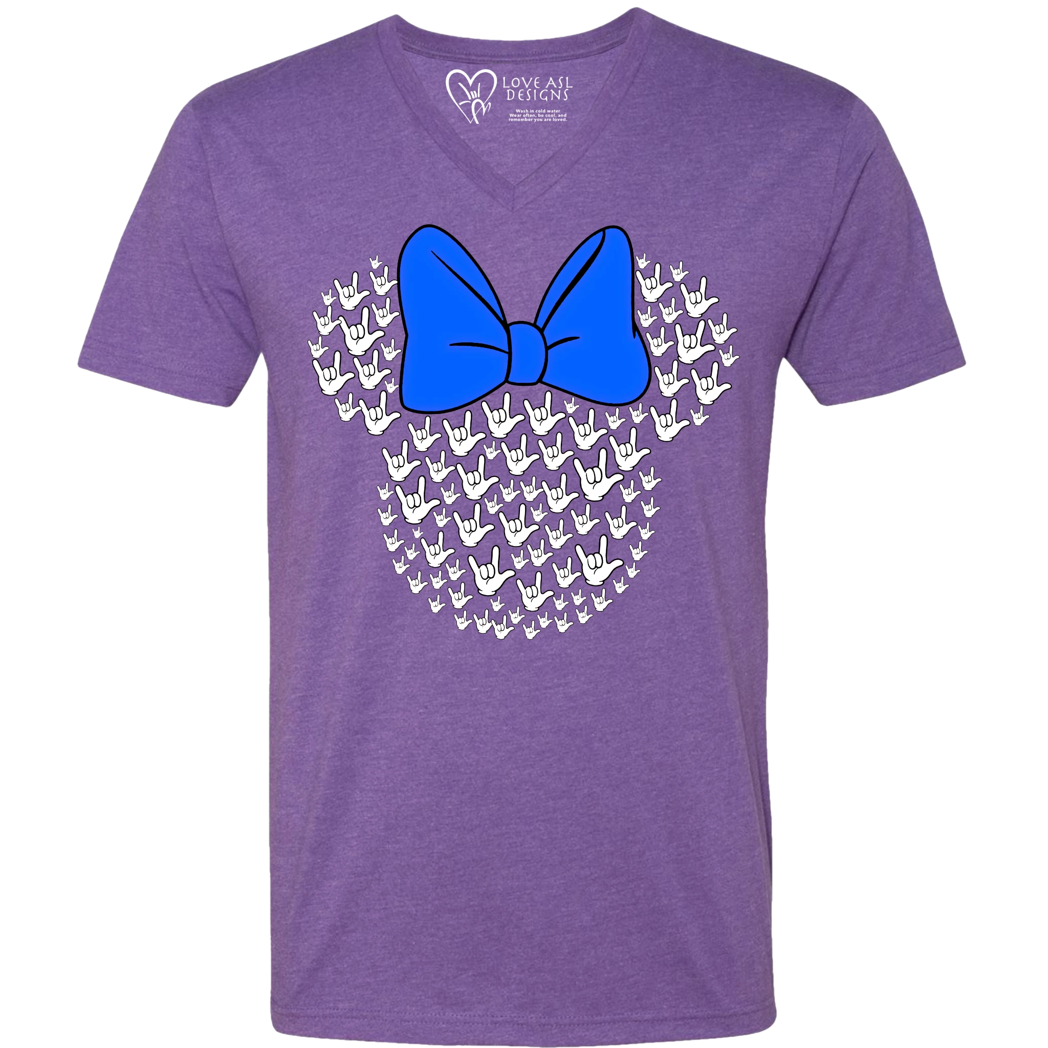 ASL Disney Silhouette Blue/White V-Neck Shirt (MEN)