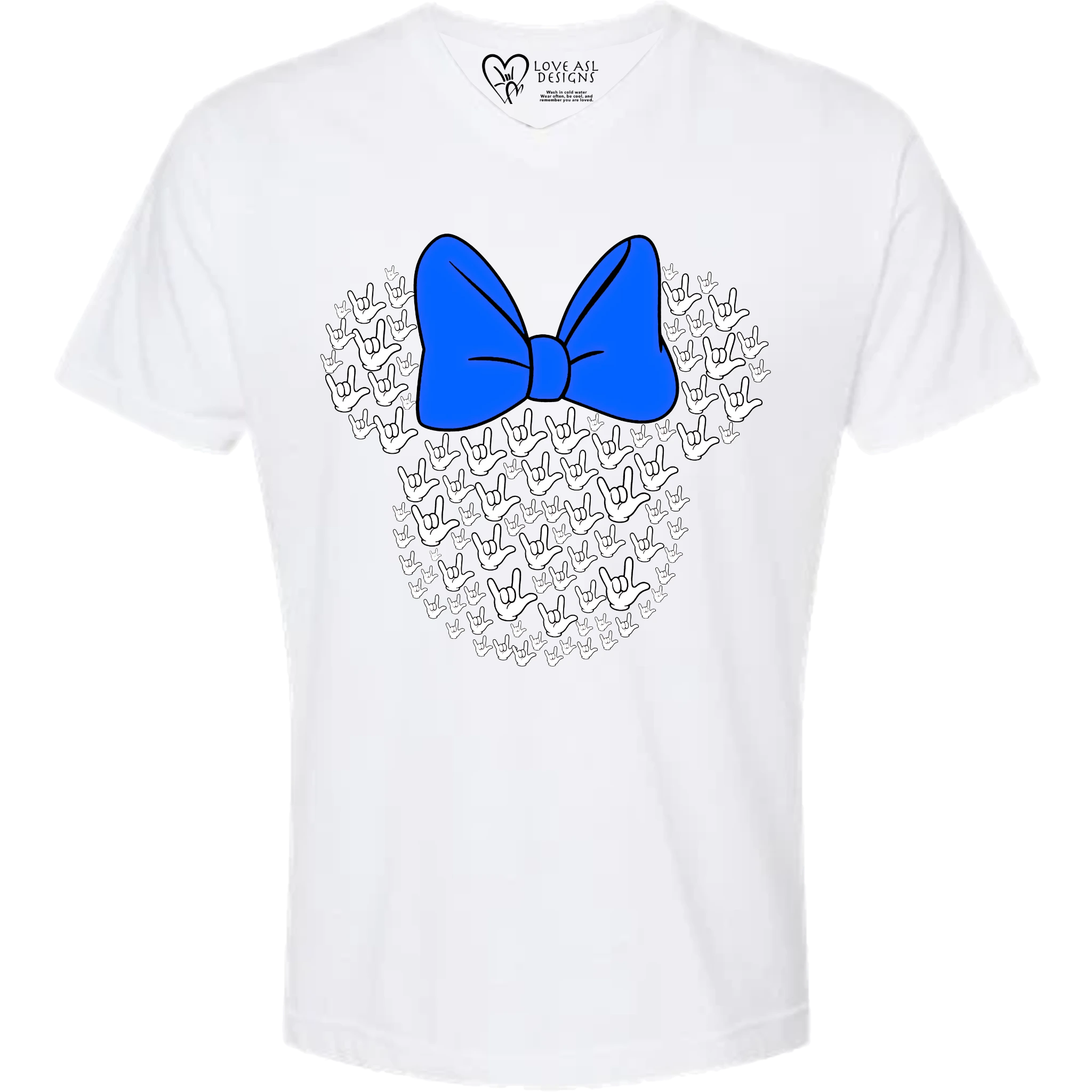 ASL Disney Silhouette Blue/White V-Neck Shirt (MEN)
