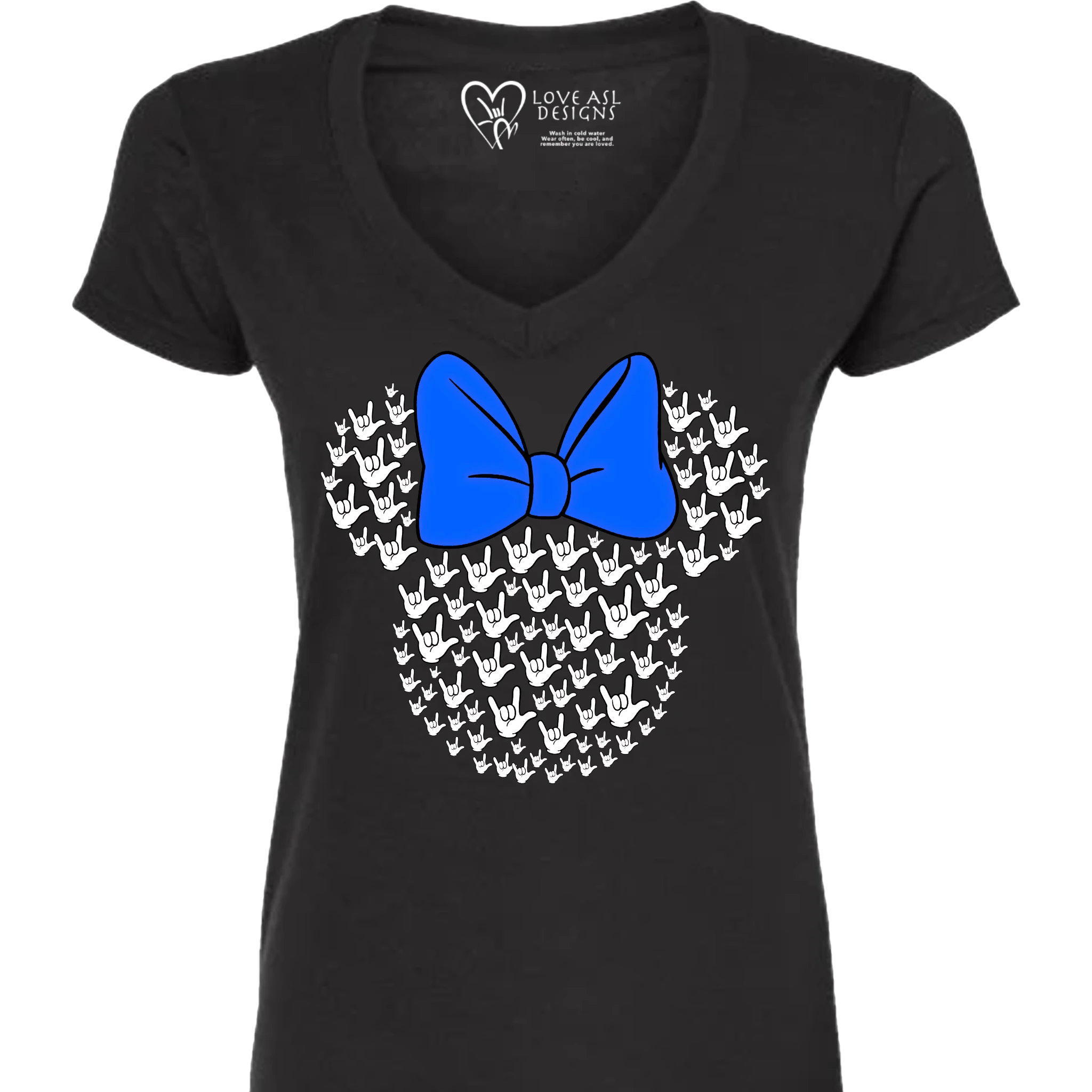 ASL Disney Silhouette Blue/White V-Neck Shirt (WOMEN)
