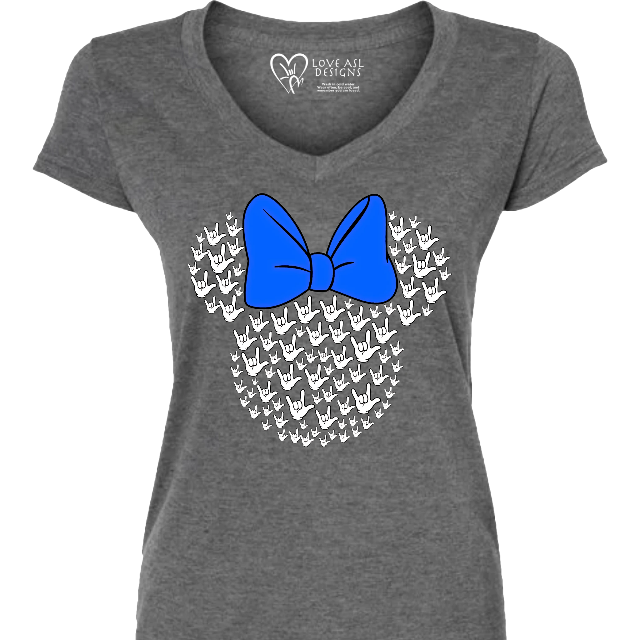 ASL Disney Silhouette Blue/White V-Neck Shirt (WOMEN)