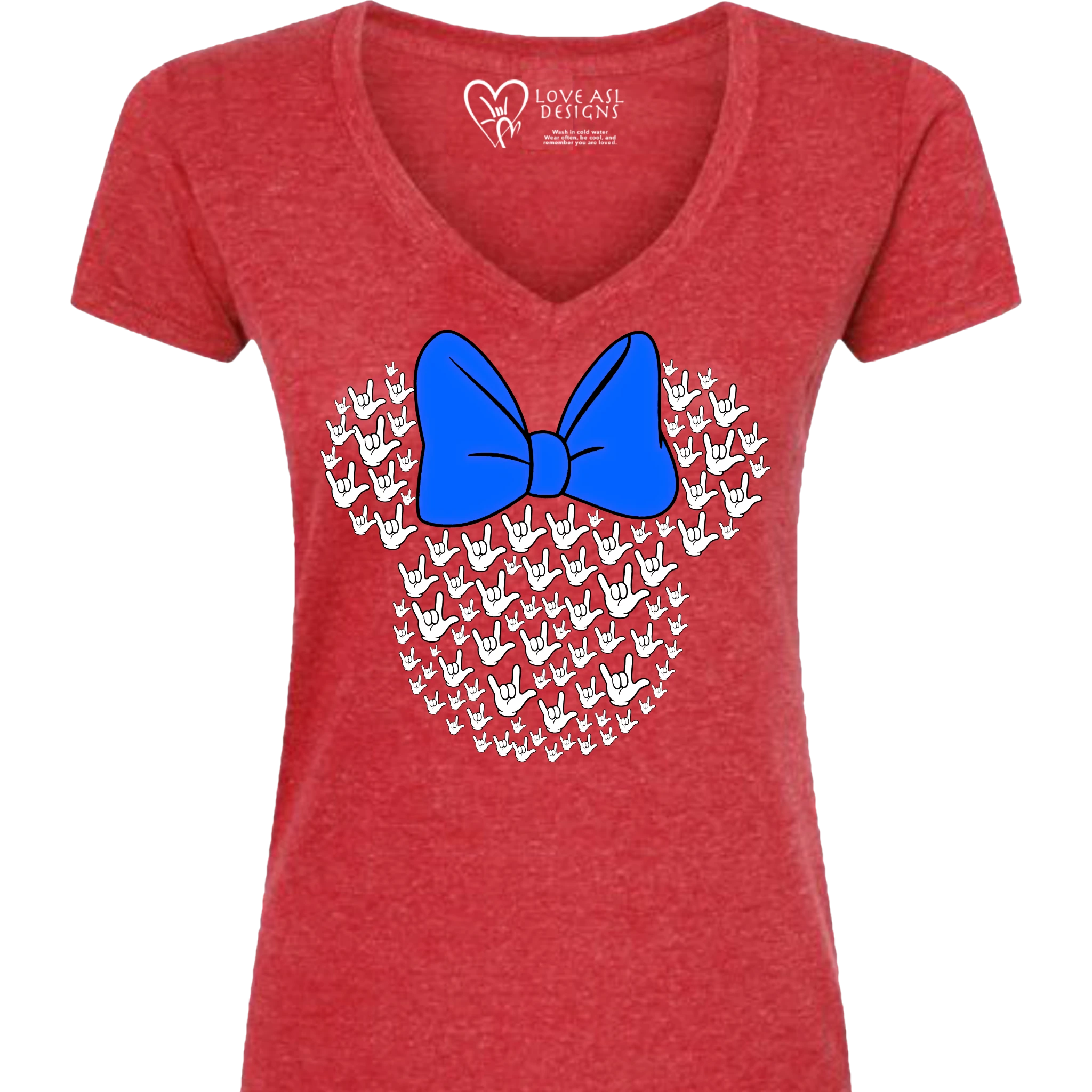 ASL Disney Silhouette Blue/White V-Neck Shirt (WOMEN)