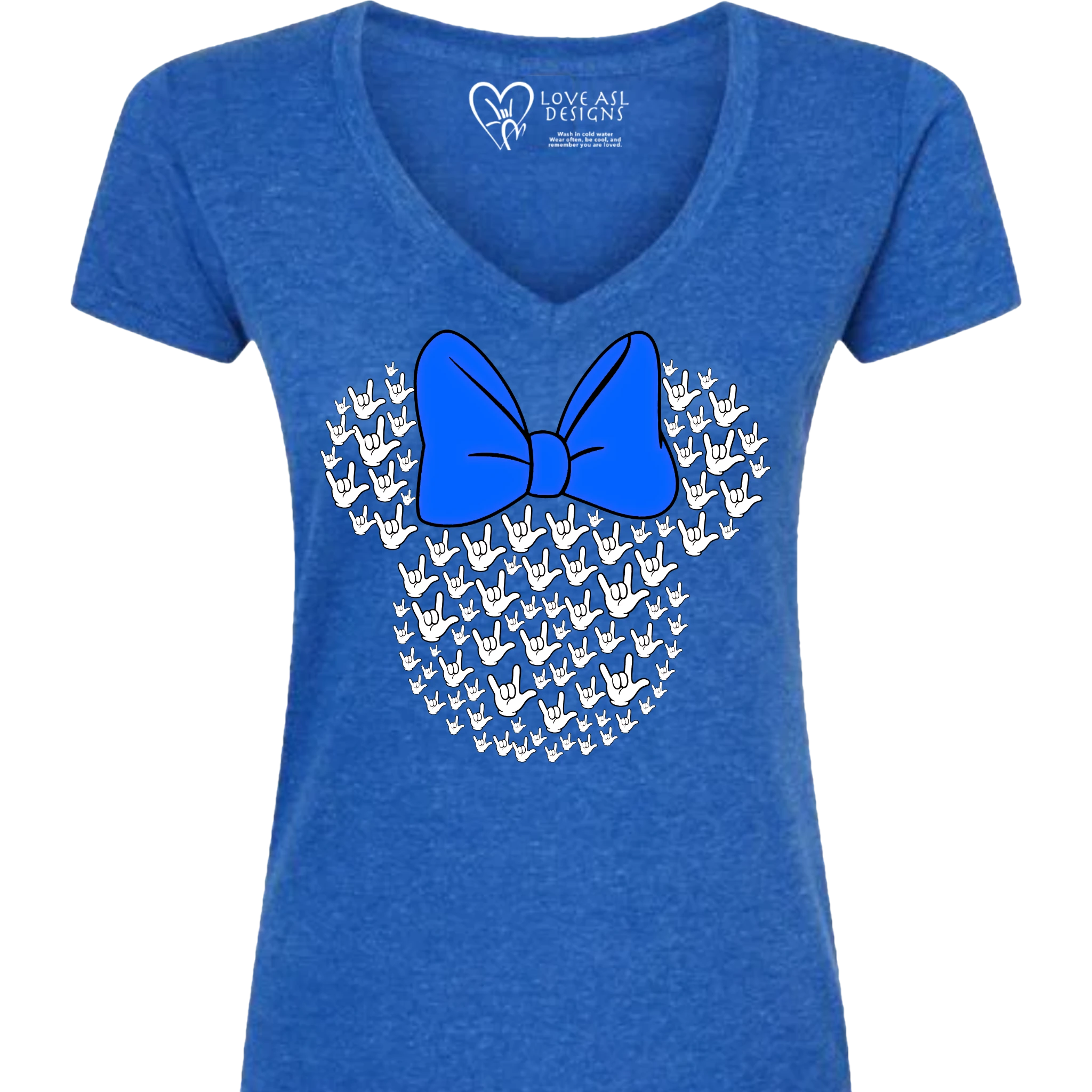 ASL Disney Silhouette Blue/White V-Neck Shirt (WOMEN)