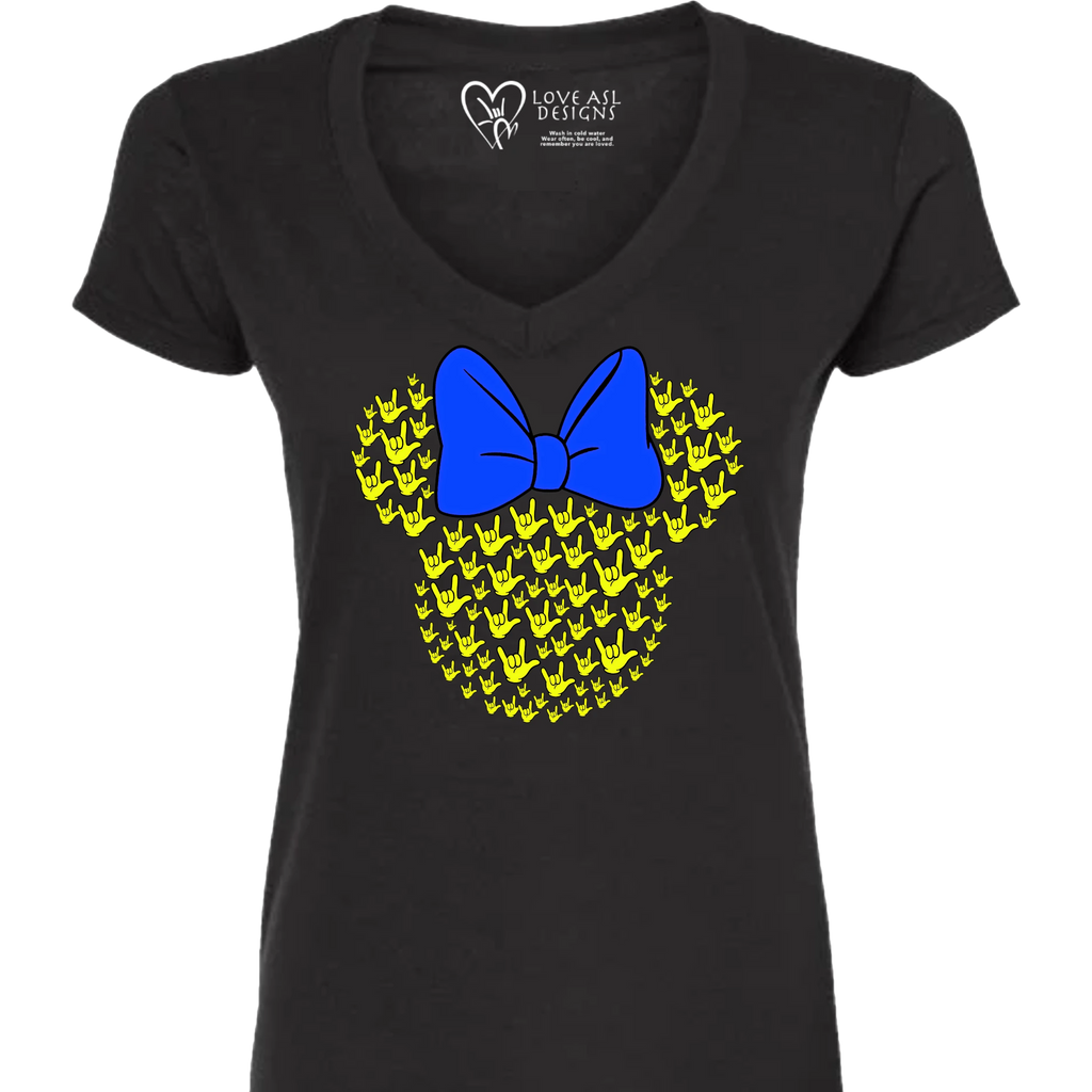 ASL Disney Silhouette Blue/Yellow V-Neck Shirt (WOMEN)