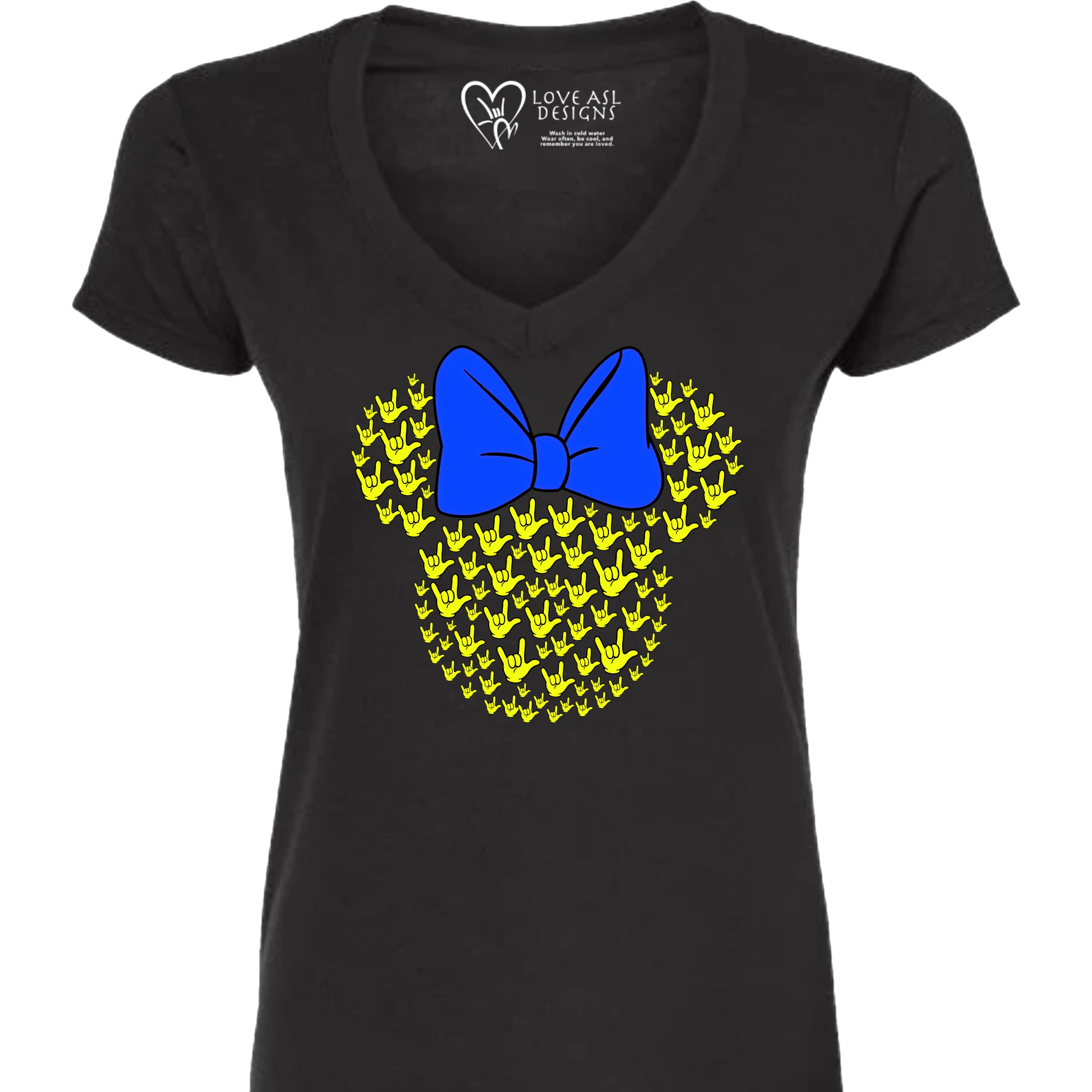 ASL Disney Silhouette Blue/Yellow V-Neck Shirt (WOMEN)