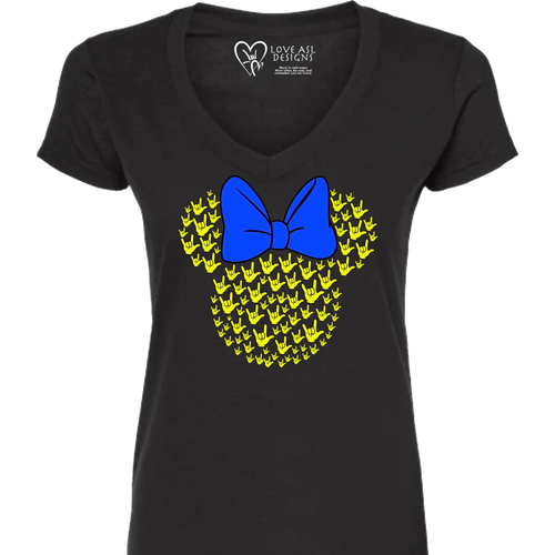 ASL Disney Silhouette Blue/Yellow V-Neck Shirt (WOMEN)