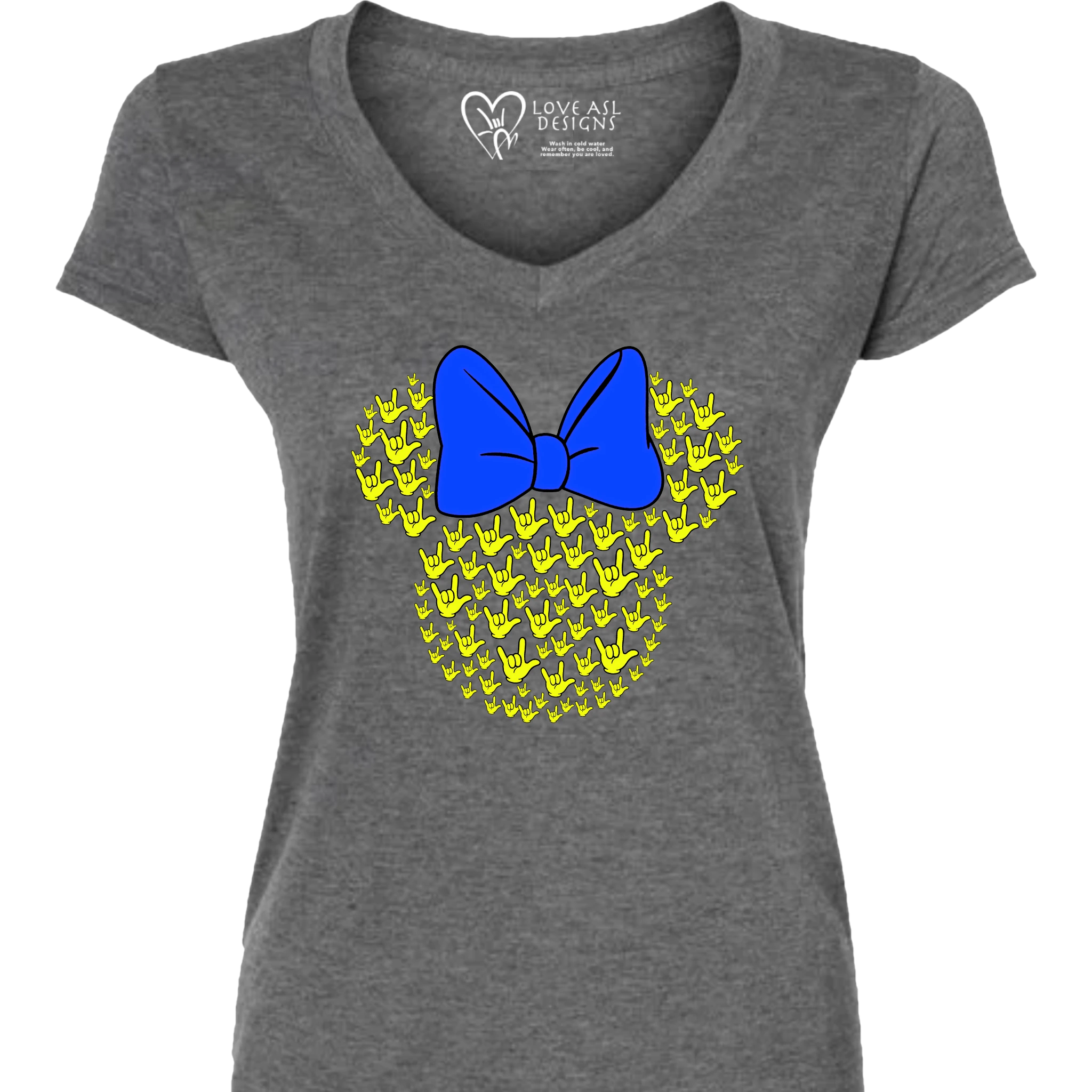 ASL Disney Silhouette Blue/Yellow V-Neck Shirt (WOMEN)