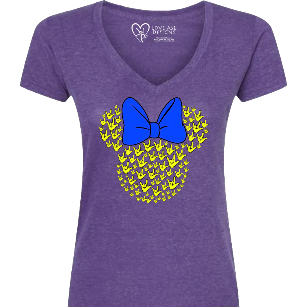 ASL Disney Silhouette Blue/Yellow V-Neck Shirt (WOMEN)
