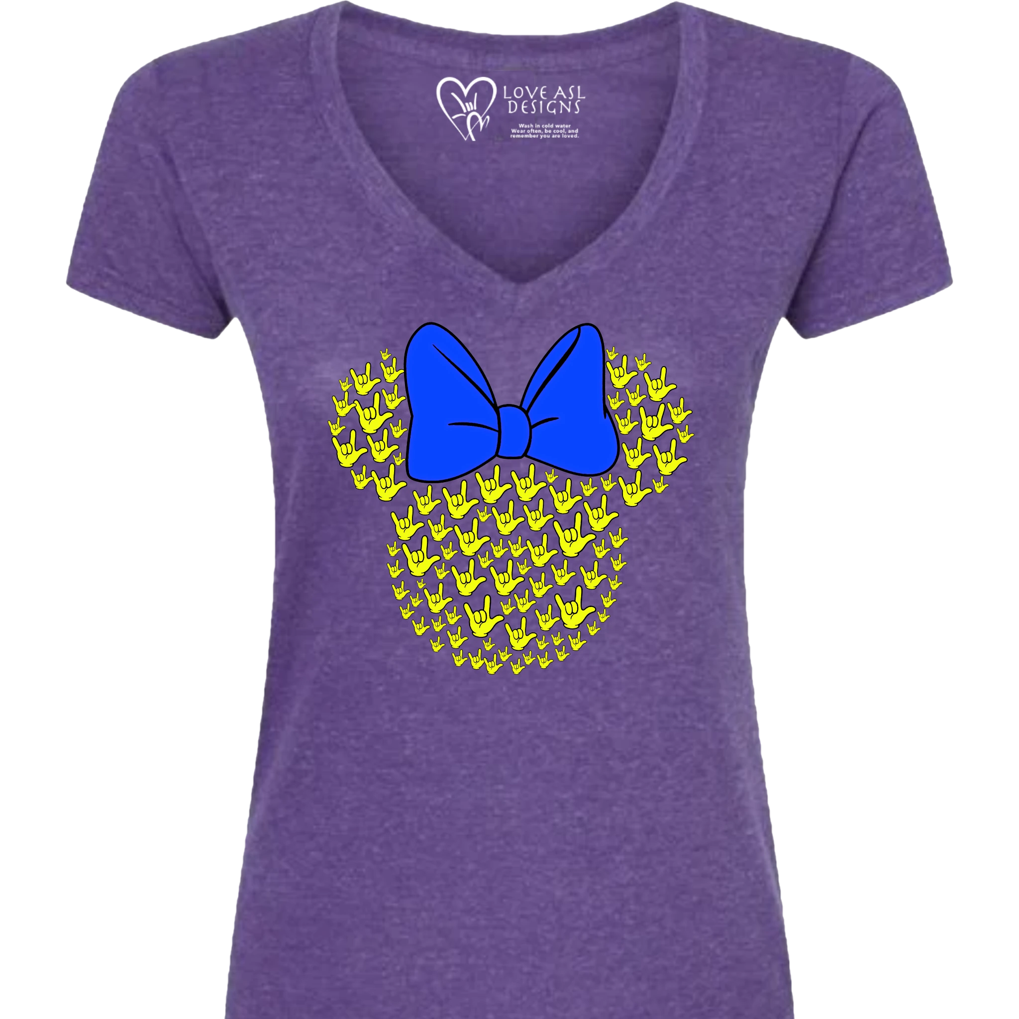 ASL Disney Silhouette Blue/Yellow V-Neck Shirt (WOMEN)