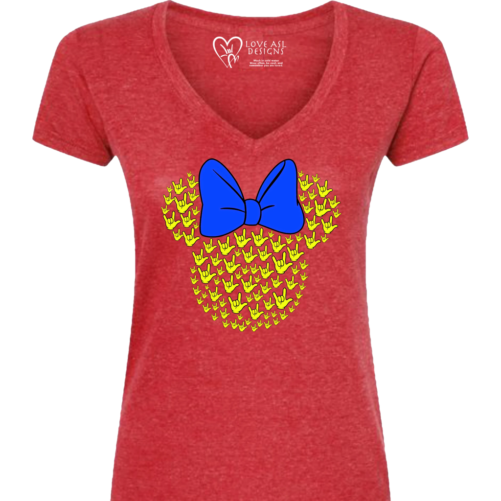 ASL Disney Silhouette Blue/Yellow V-Neck Shirt (WOMEN)