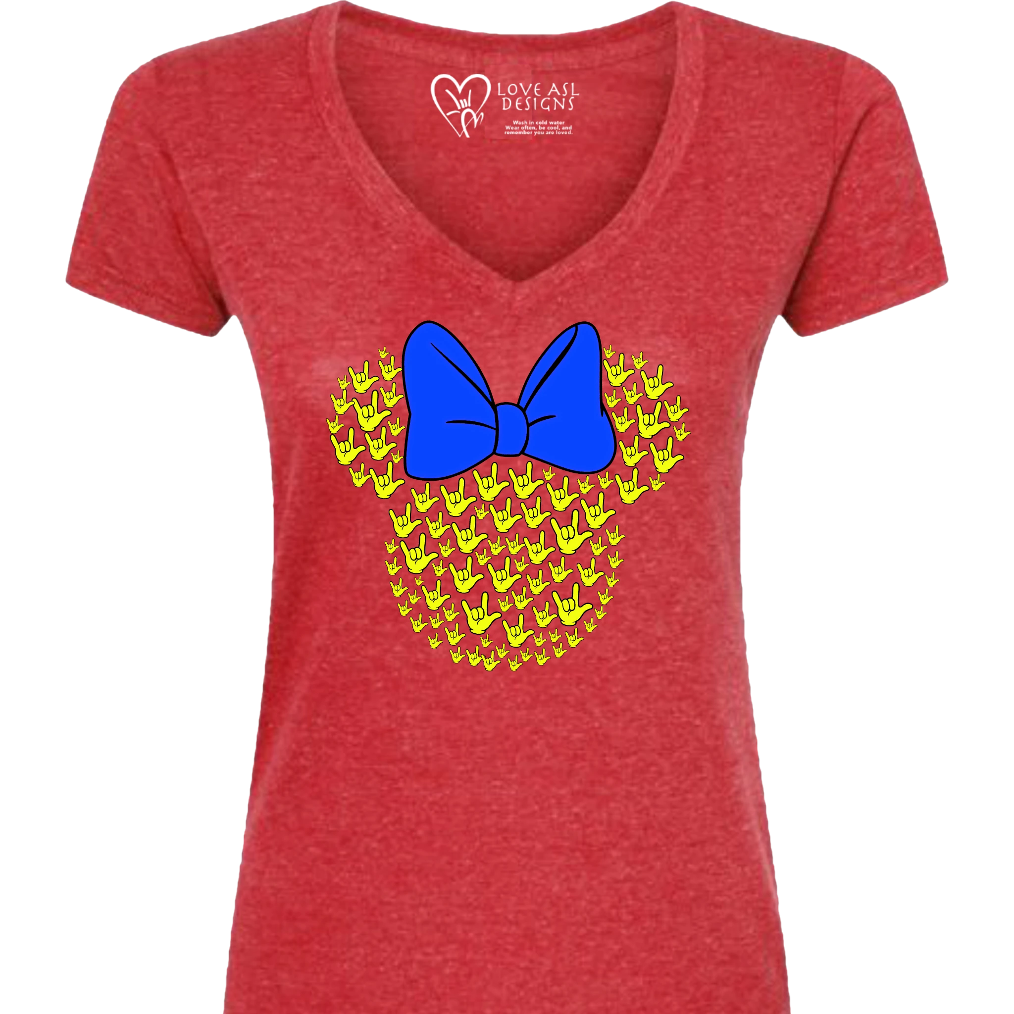 ASL Disney Silhouette Blue/Yellow V-Neck Shirt (WOMEN)