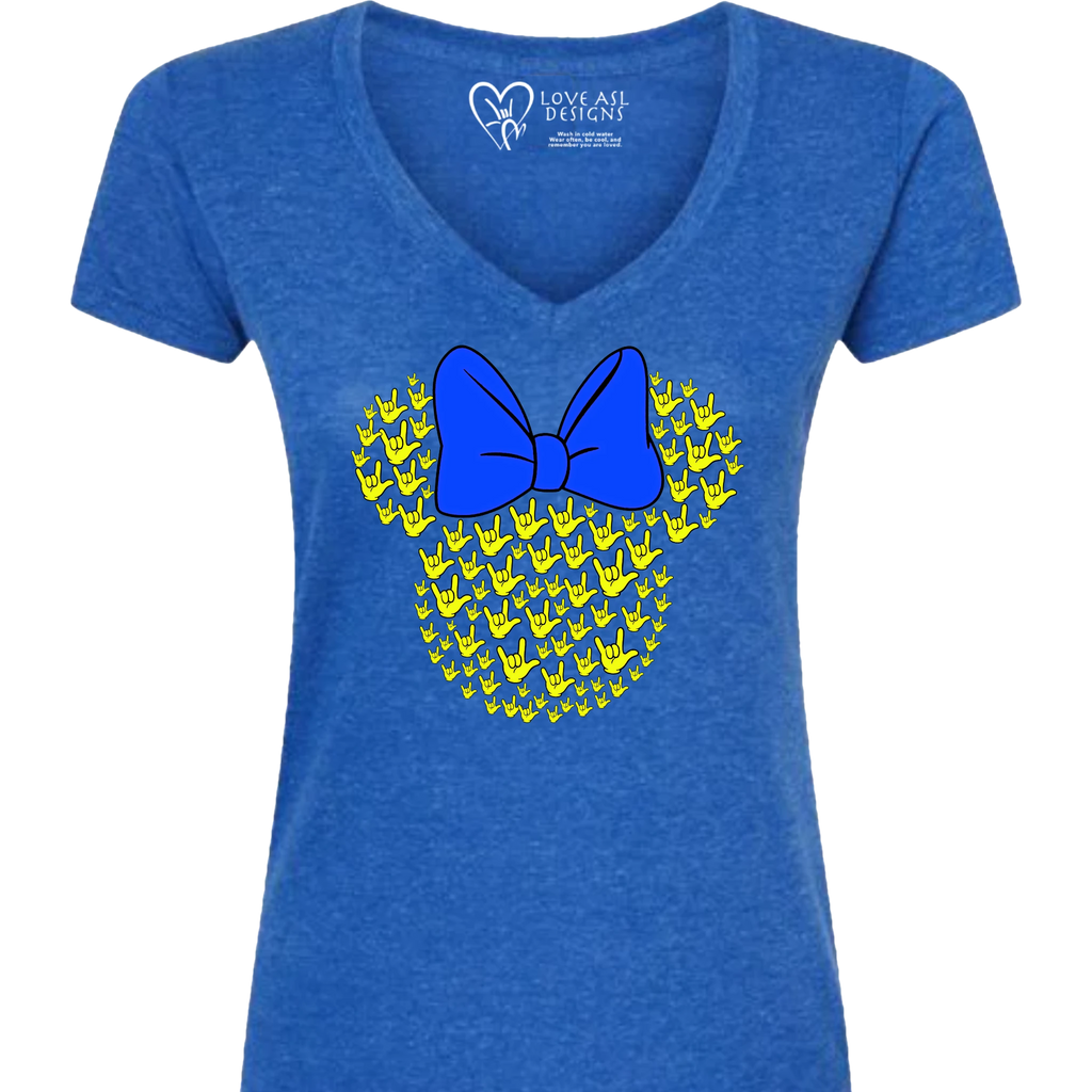 ASL Disney Silhouette Blue/Yellow V-Neck Shirt (WOMEN)