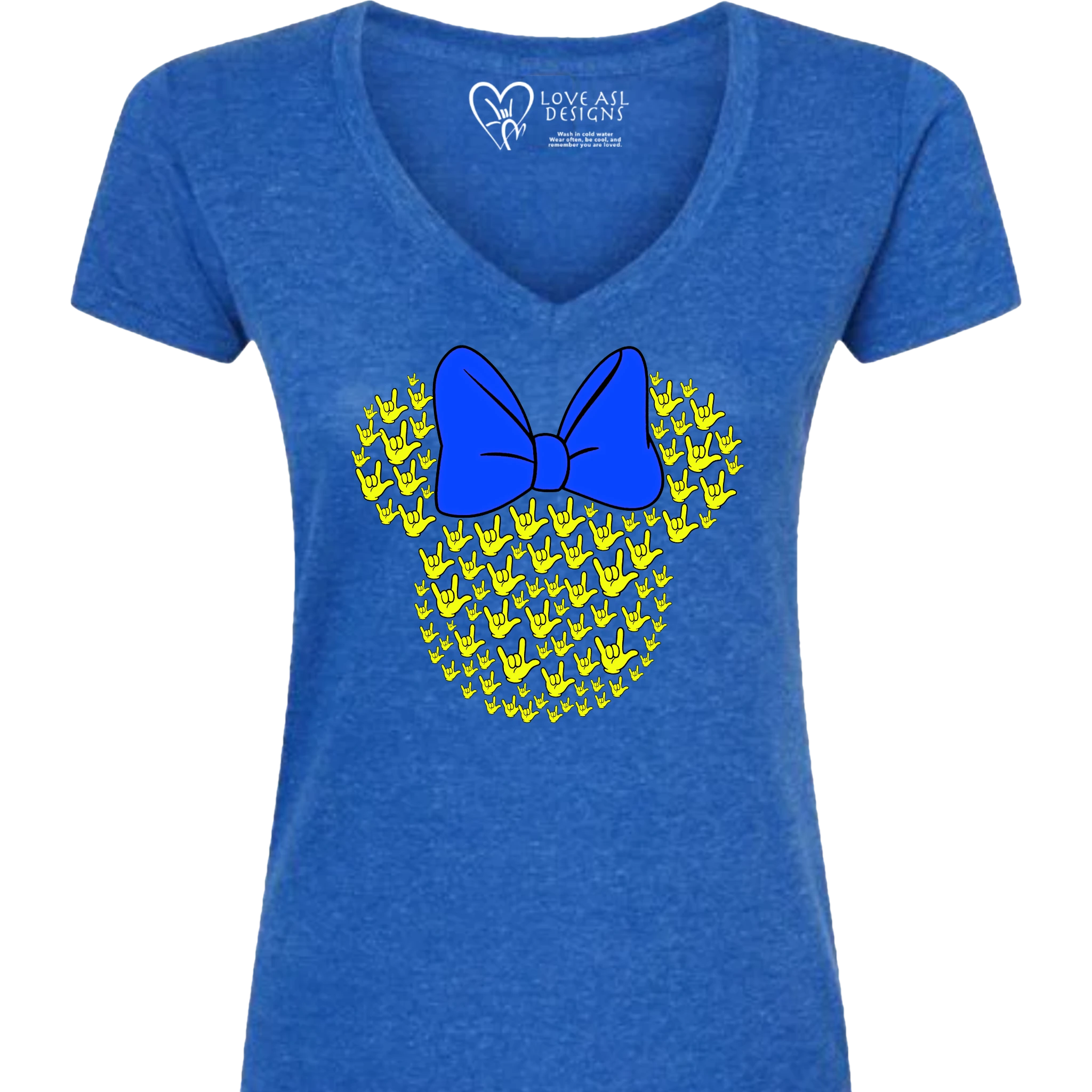 ASL Disney Silhouette Blue/Yellow V-Neck Shirt (WOMEN)