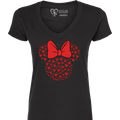 ASL Disney Silhouette Red/Red V-Neck Shirt (WOMEN)