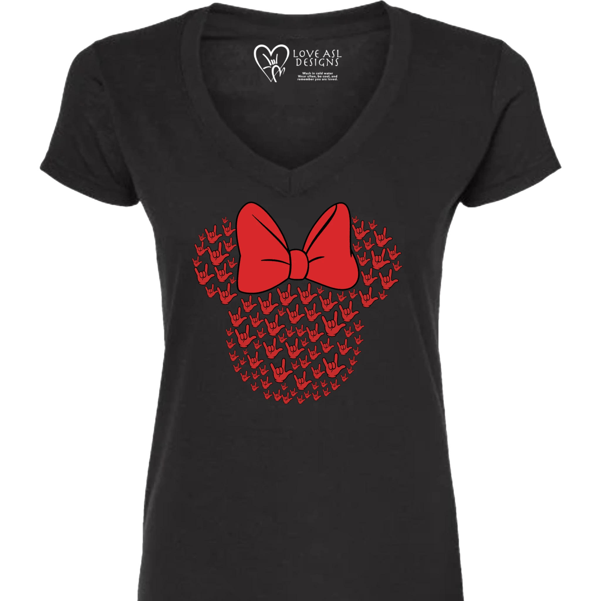 ASL Disney Silhouette Red/Red V-Neck Shirt (WOMEN)