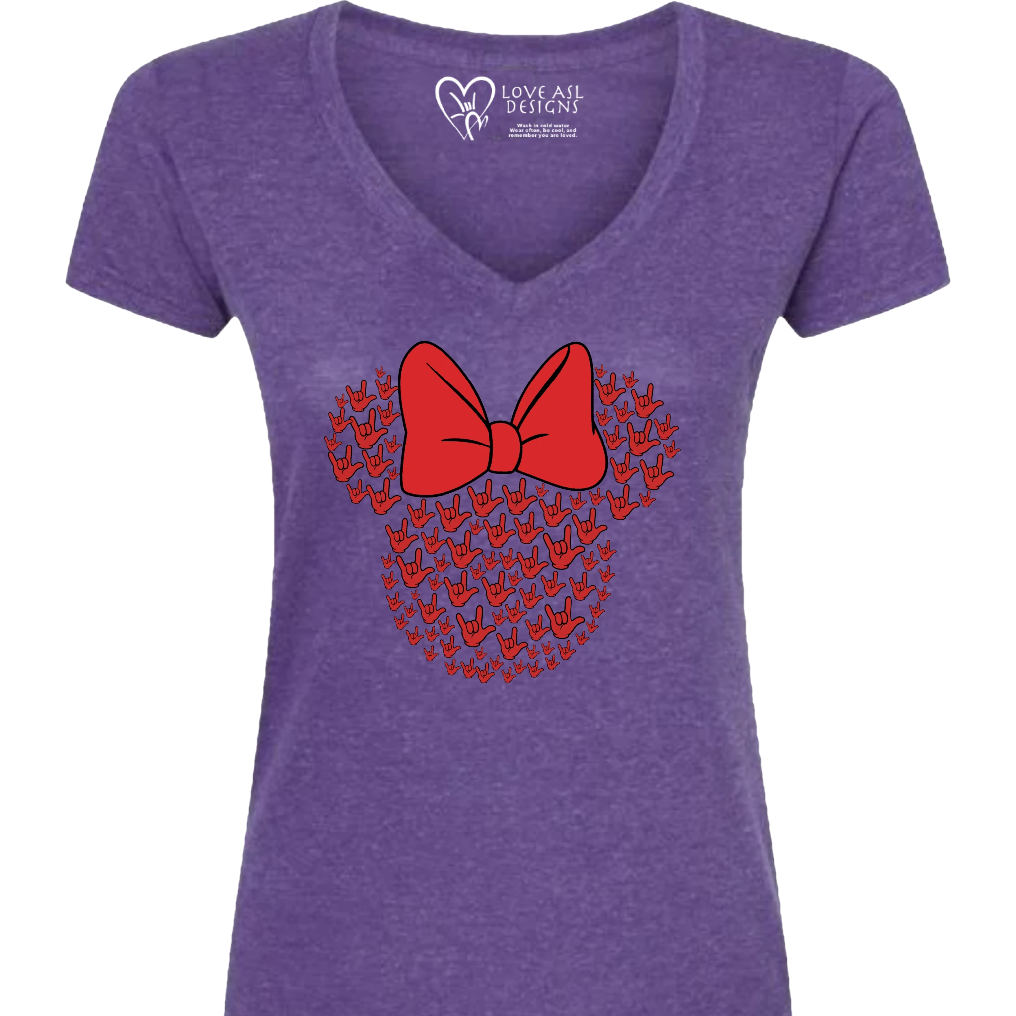 ASL Disney Silhouette Red/Red V-Neck Shirt (WOMEN)