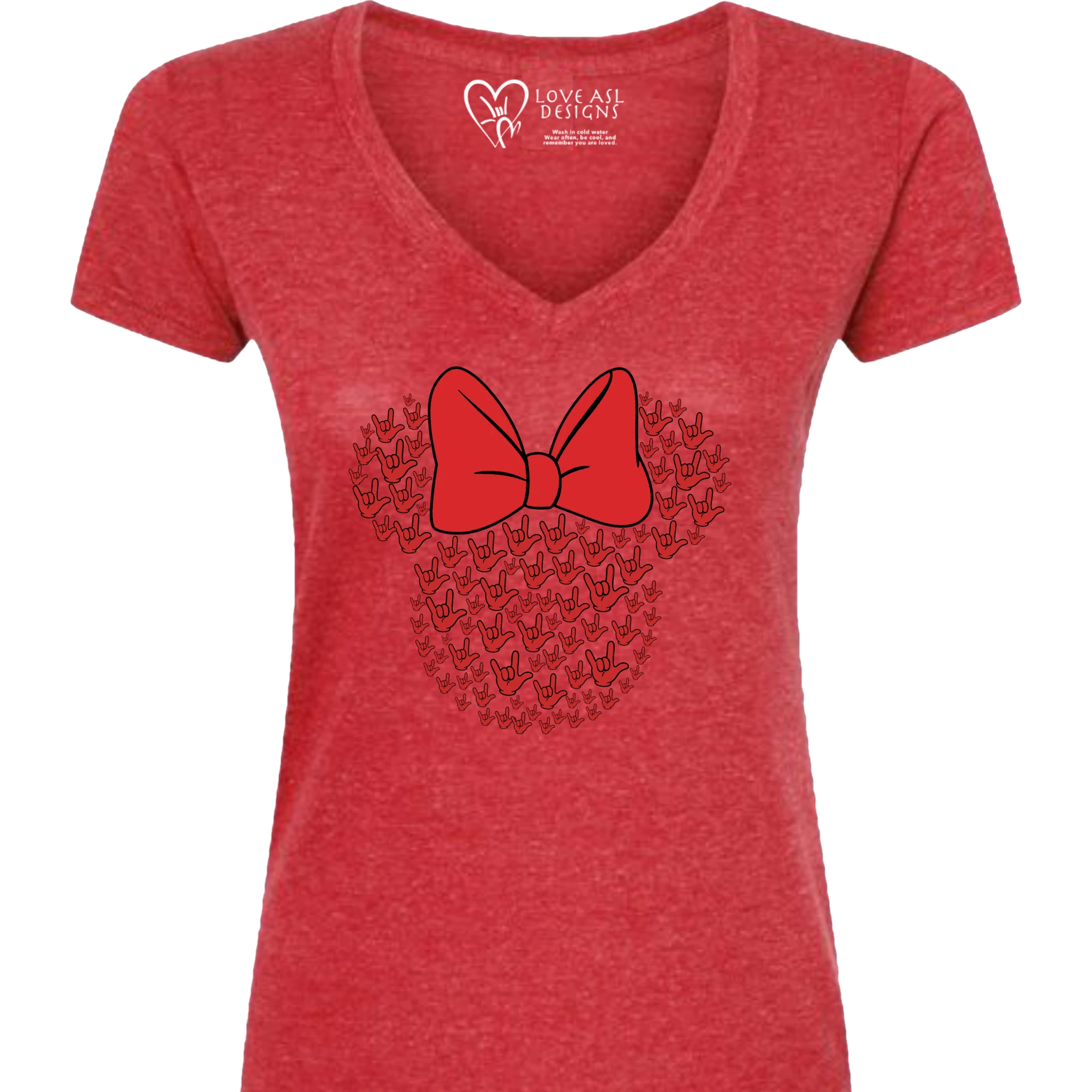 ASL Disney Silhouette Red/Red V-Neck Shirt (WOMEN)