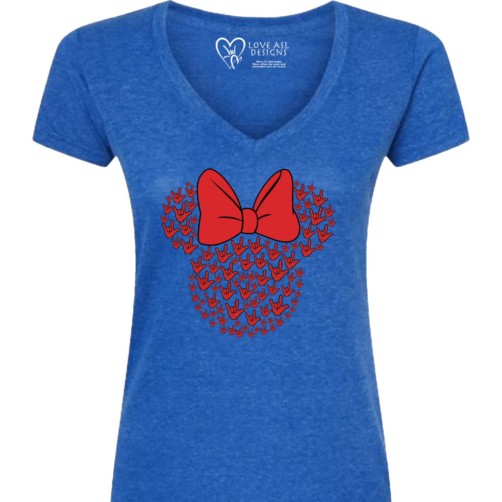 ASL Disney Silhouette Red/Red V-Neck Shirt (WOMEN)