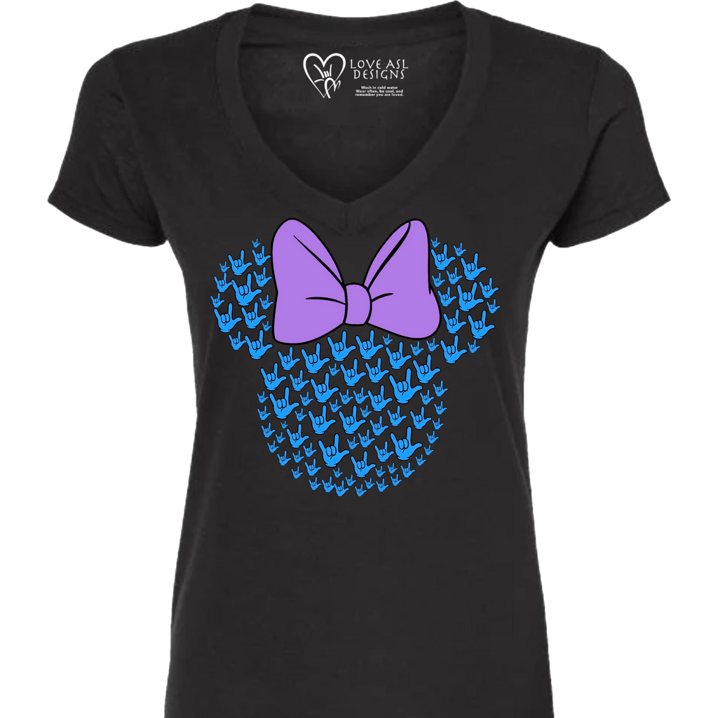 ASL Disney Silhouette Purple/Blue V-Neck Shirt (WOMEN)