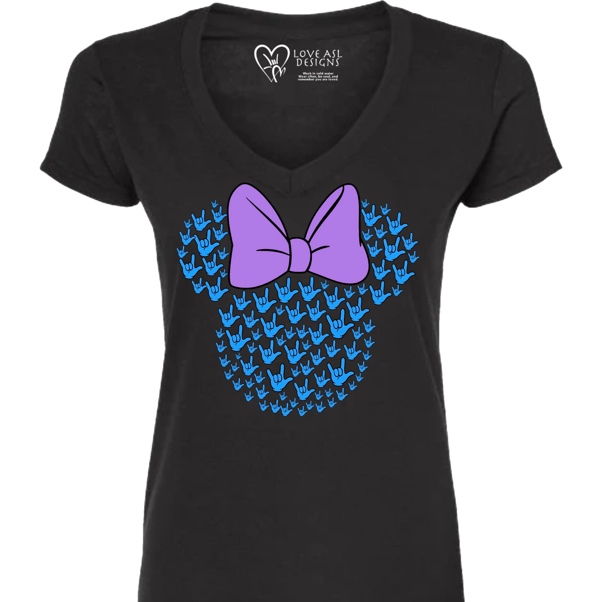 ASL Disney Silhouette Purple/Blue V-Neck Shirt (WOMEN)