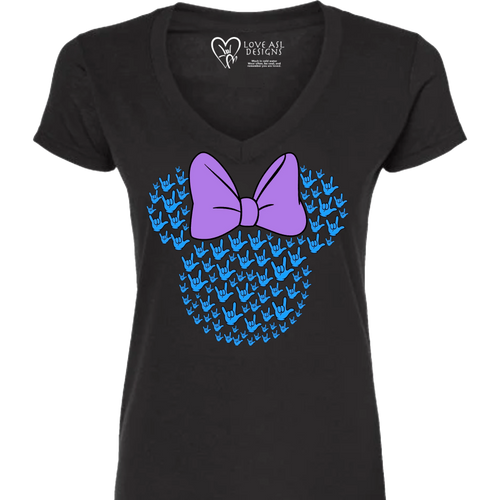 ASL Disney Silhouette Purple/Blue V-Neck Shirt (WOMEN)