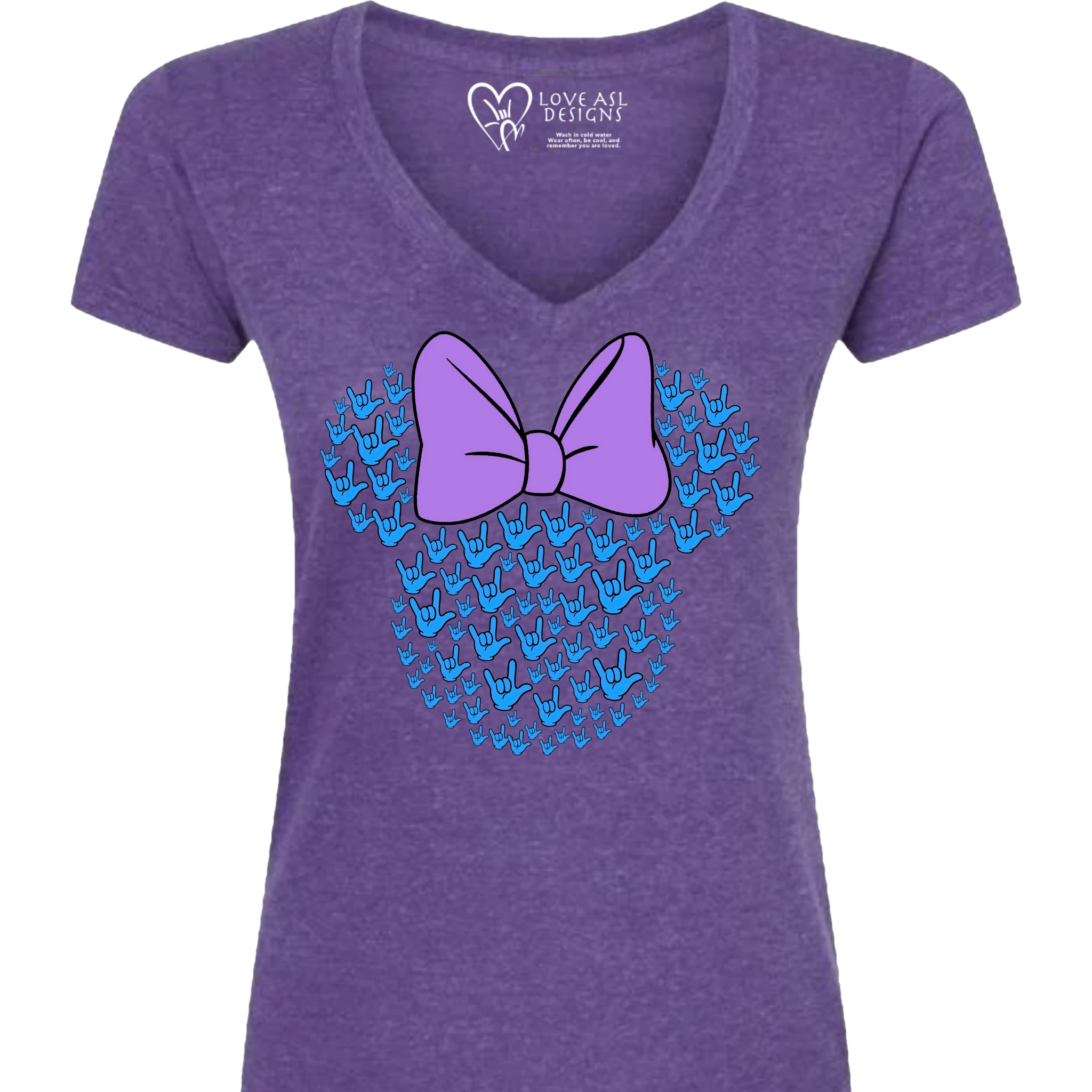 ASL Disney Silhouette Purple/Blue V-Neck Shirt (WOMEN)
