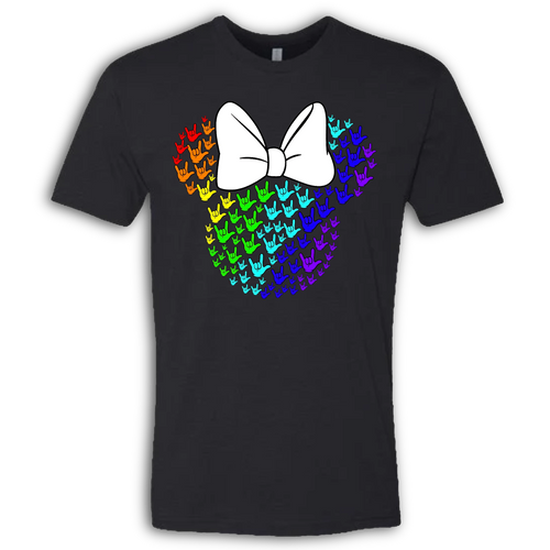 ASL Disney Silhouette White/Rainbow Crew Shirt