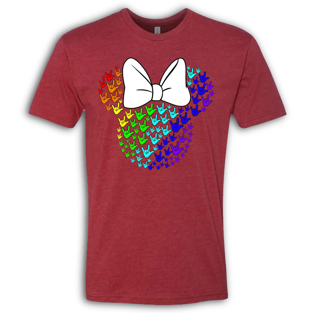 ASL Disney Silhouette White/Rainbow Crew Shirt