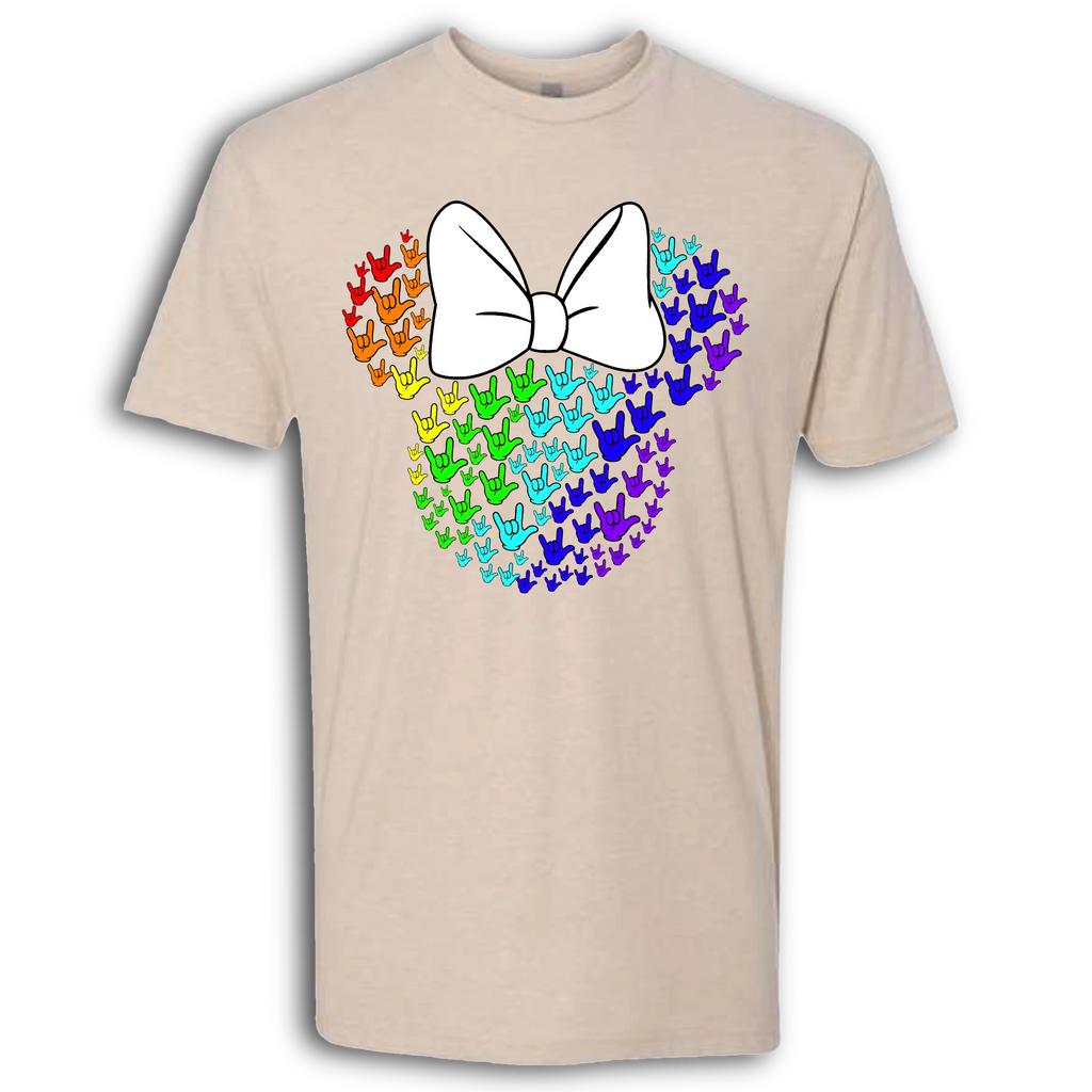 ASL Disney Silhouette White/Rainbow Crew Shirt
