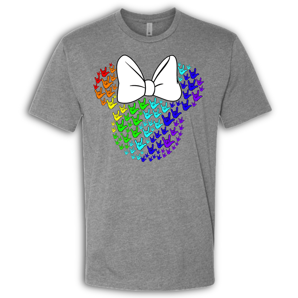 ASL Disney Silhouette White/Rainbow Crew Shirt