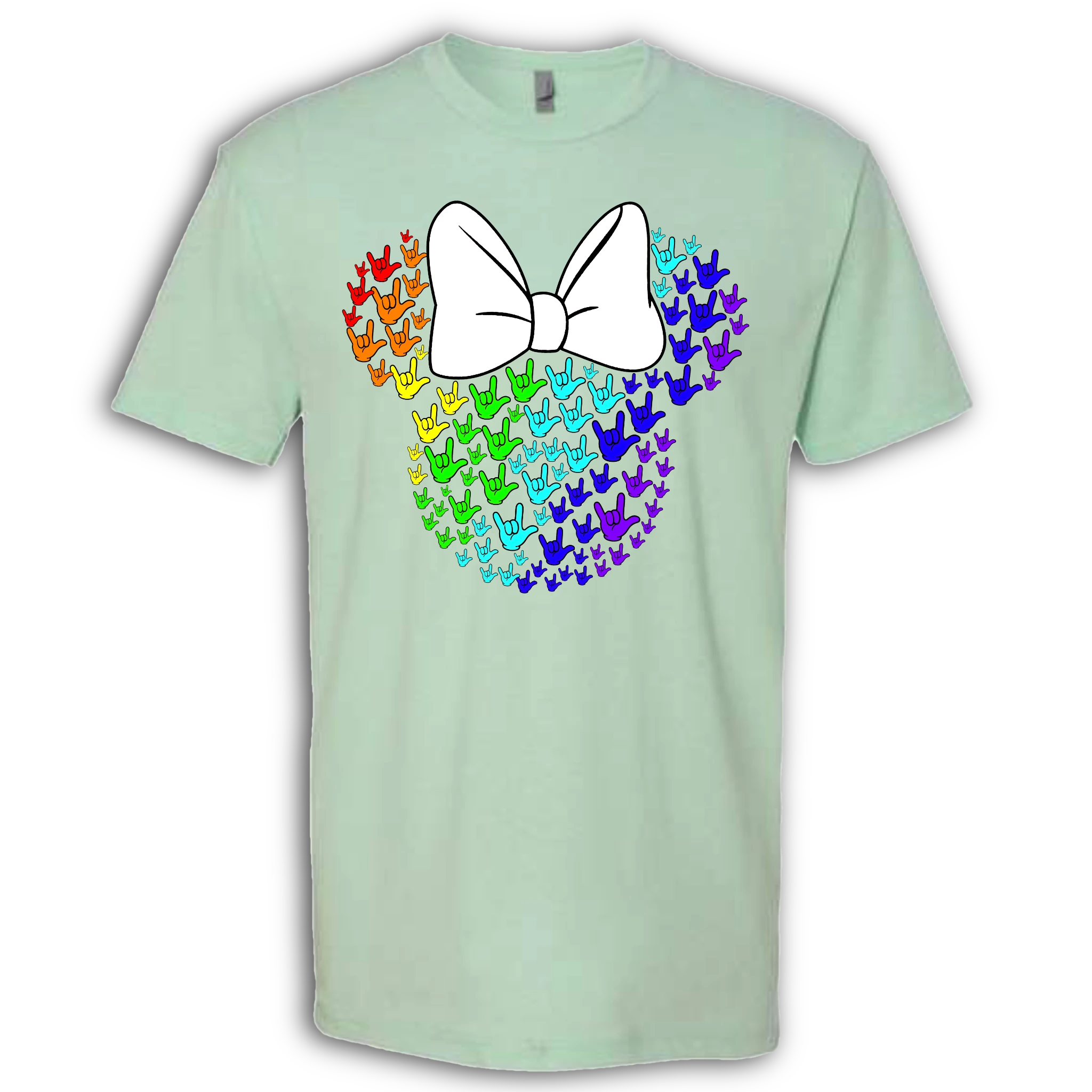 ASL Disney Silhouette White/Rainbow Crew Shirt