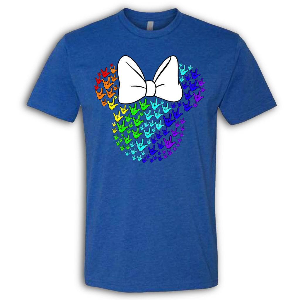 ASL Disney Silhouette White/Rainbow Crew Shirt