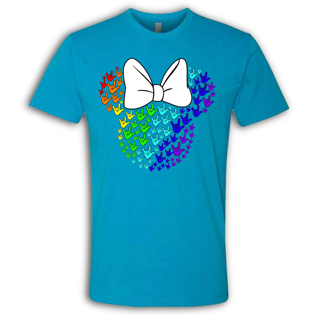 ASL Disney Silhouette White/Rainbow Crew Shirt