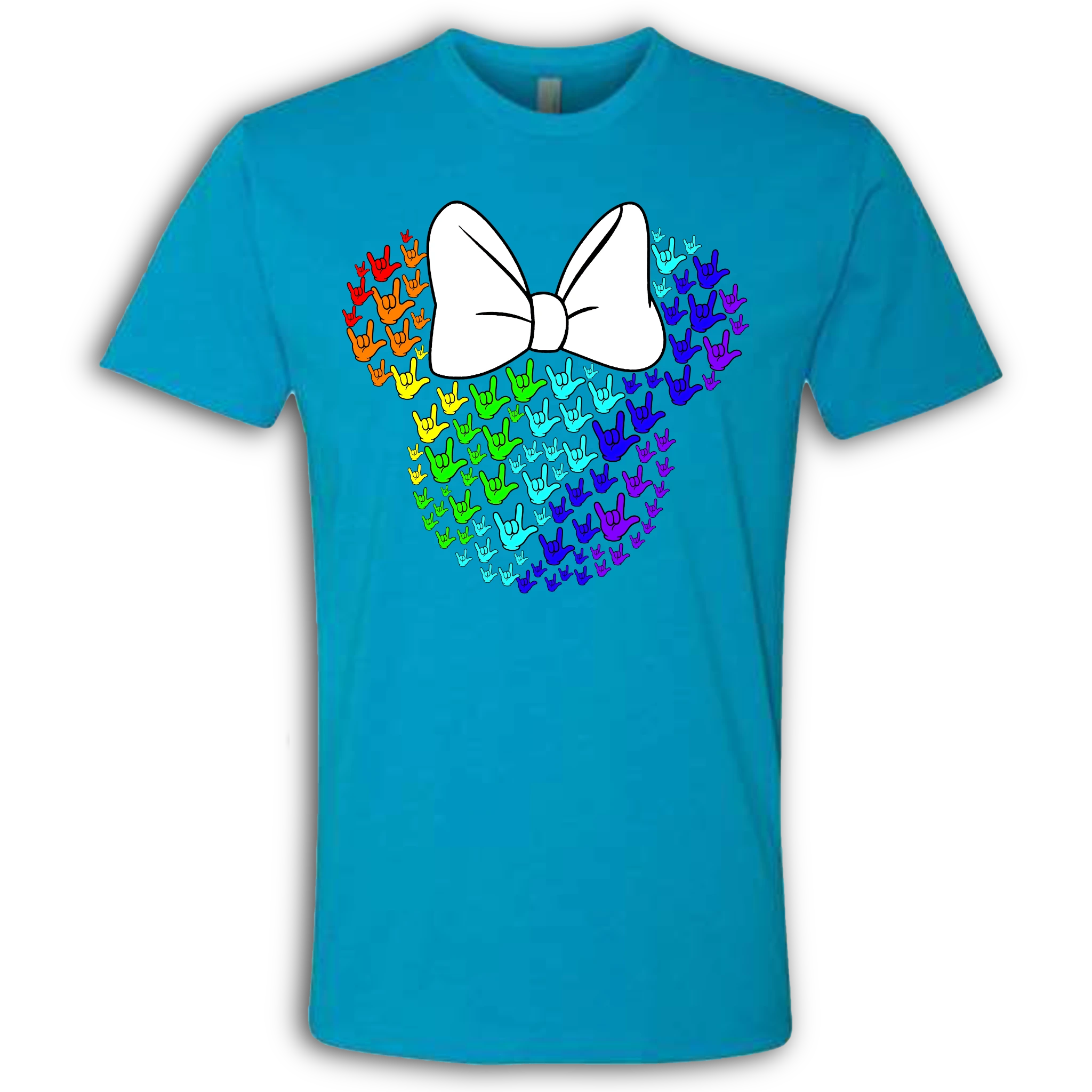 ASL Disney Silhouette White/Rainbow Crew Shirt