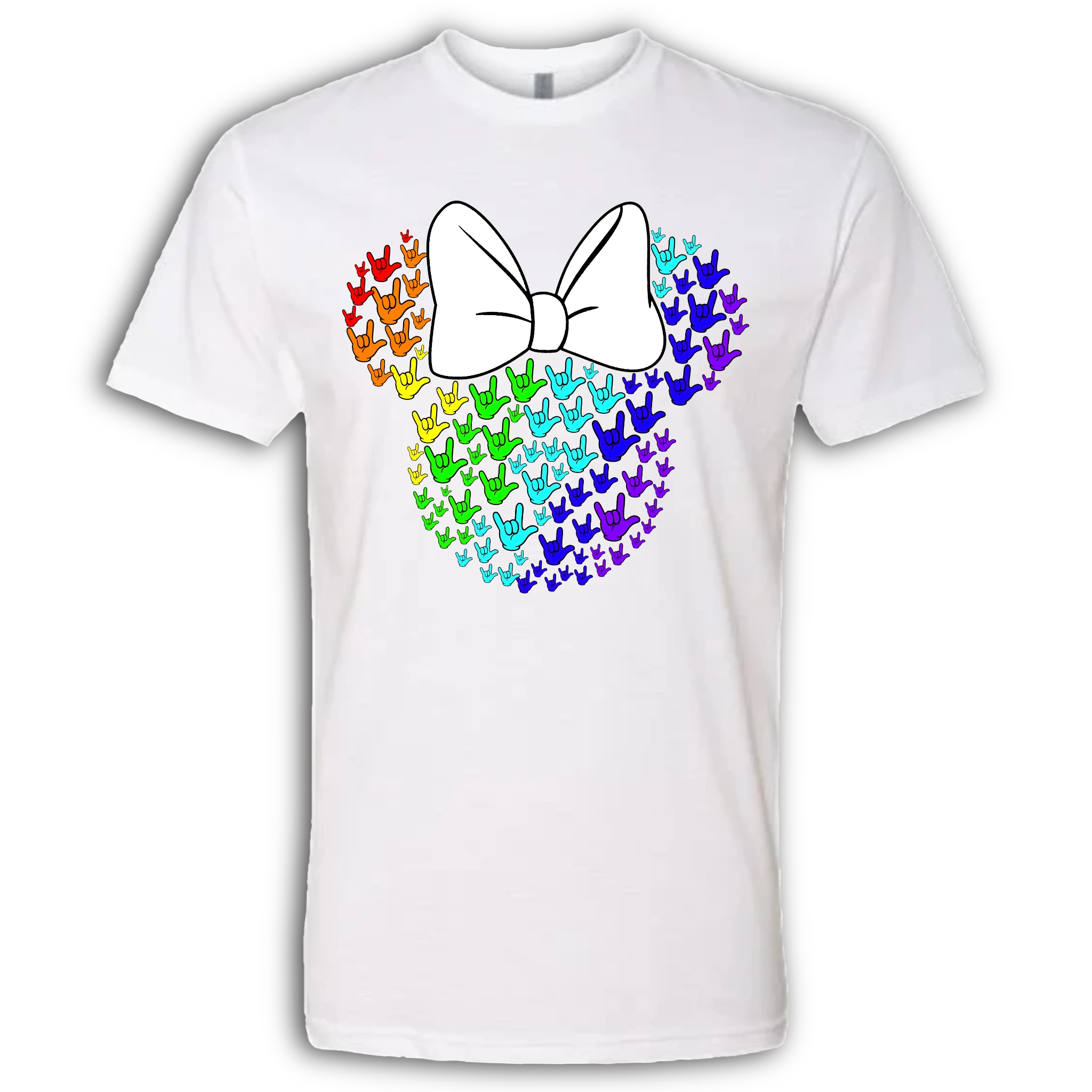 ASL Disney Silhouette White/Rainbow Crew Shirt