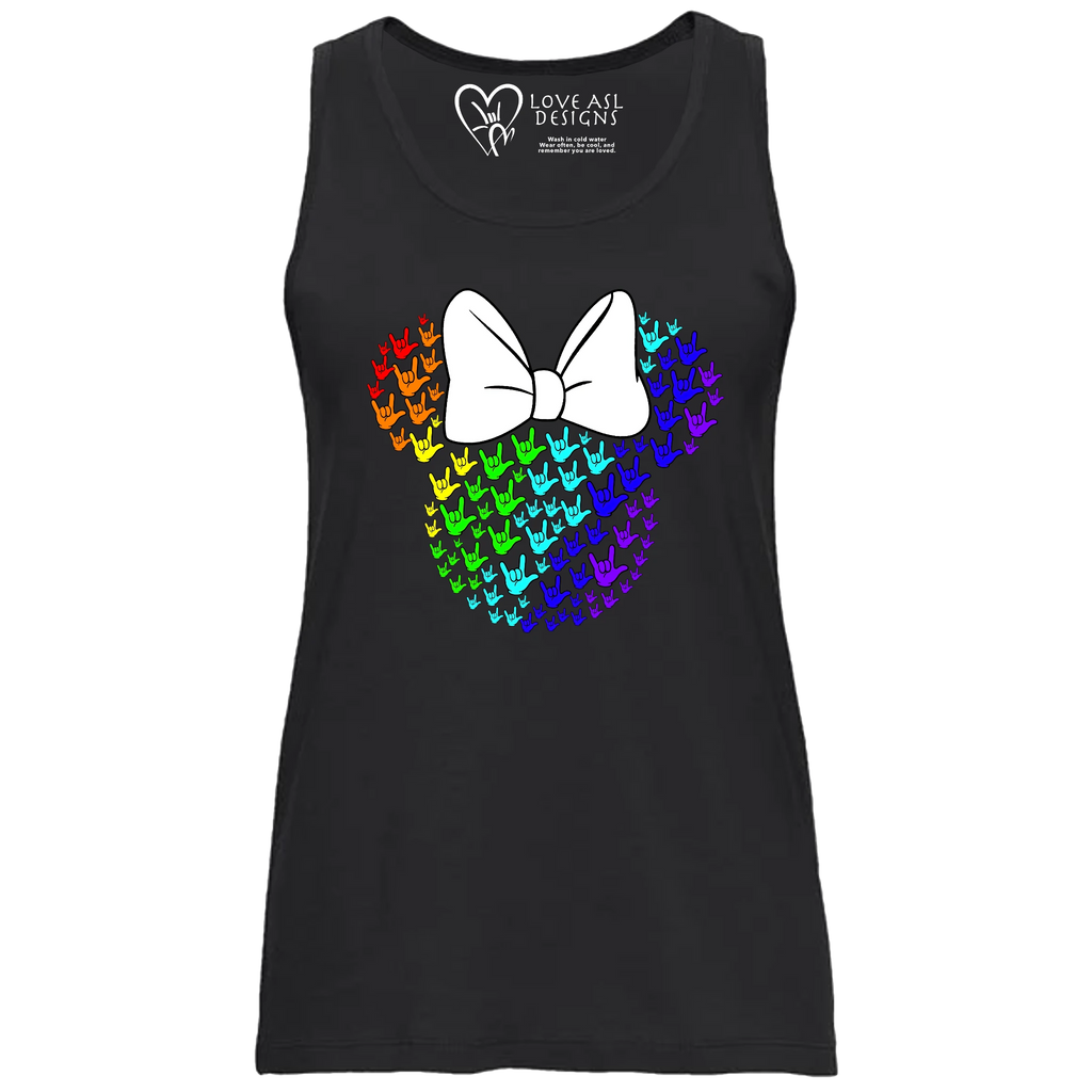 ASL Disney Silhouette White/Rainbow Tank Top (WOMEN)