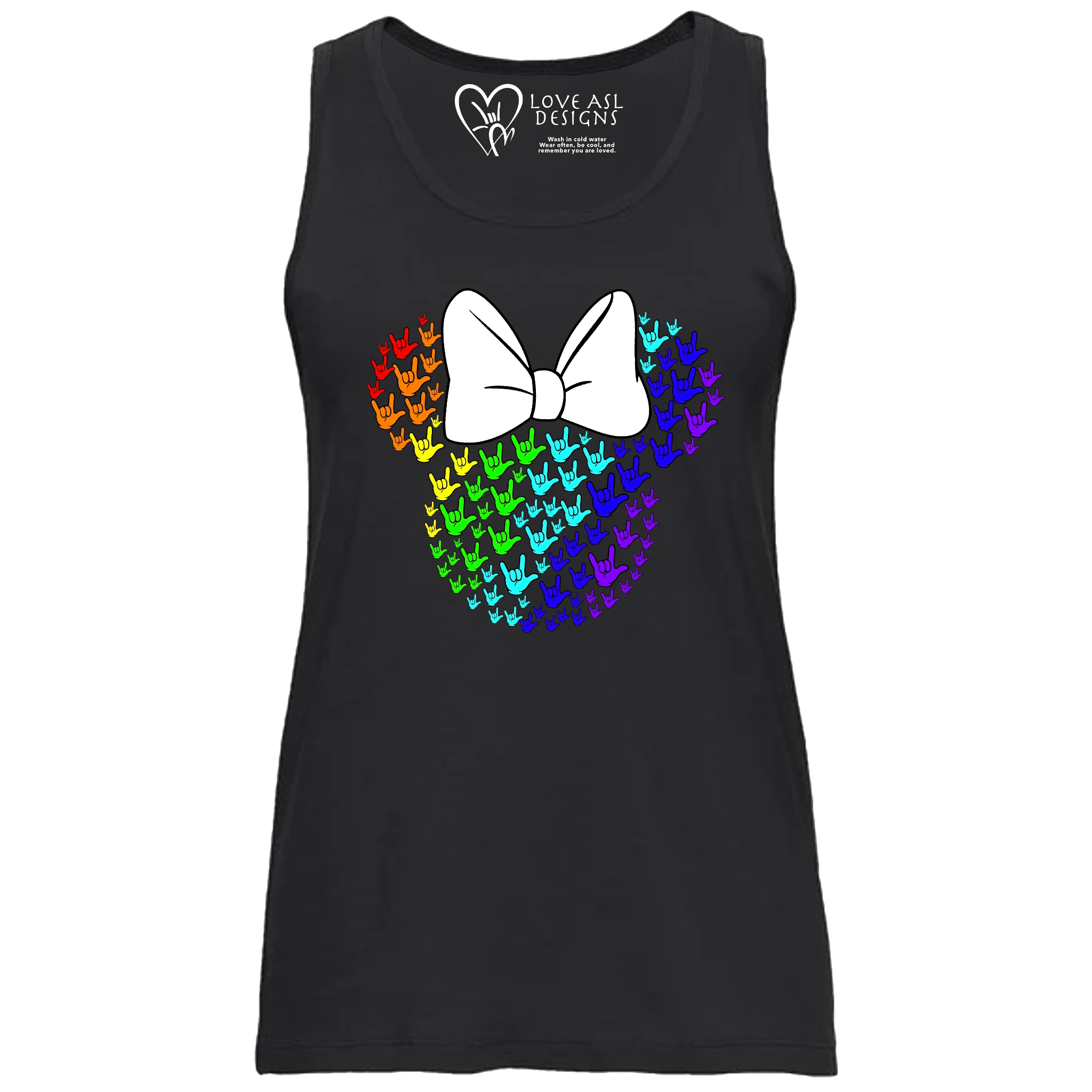 ASL Disney Silhouette White/Rainbow Tank Top (WOMEN)