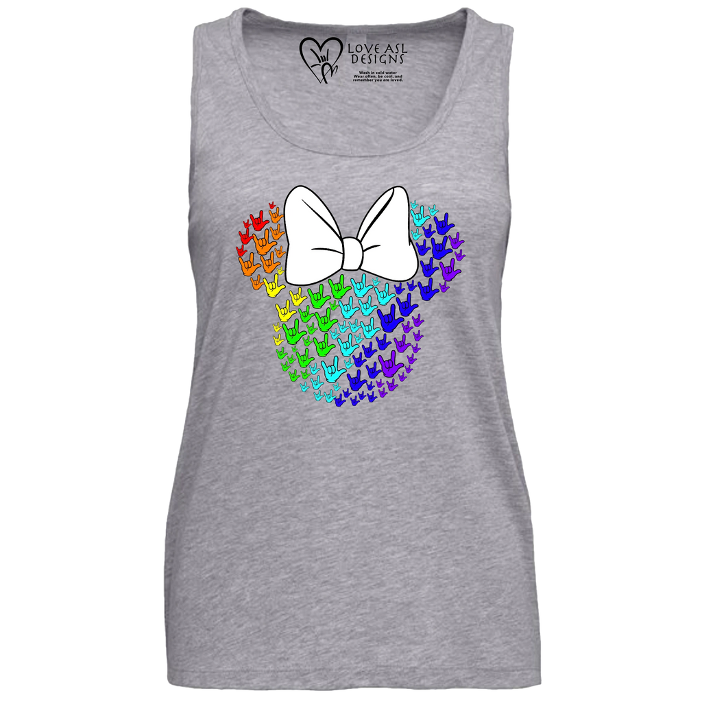 ASL Disney Silhouette White/Rainbow Tank Top (WOMEN)