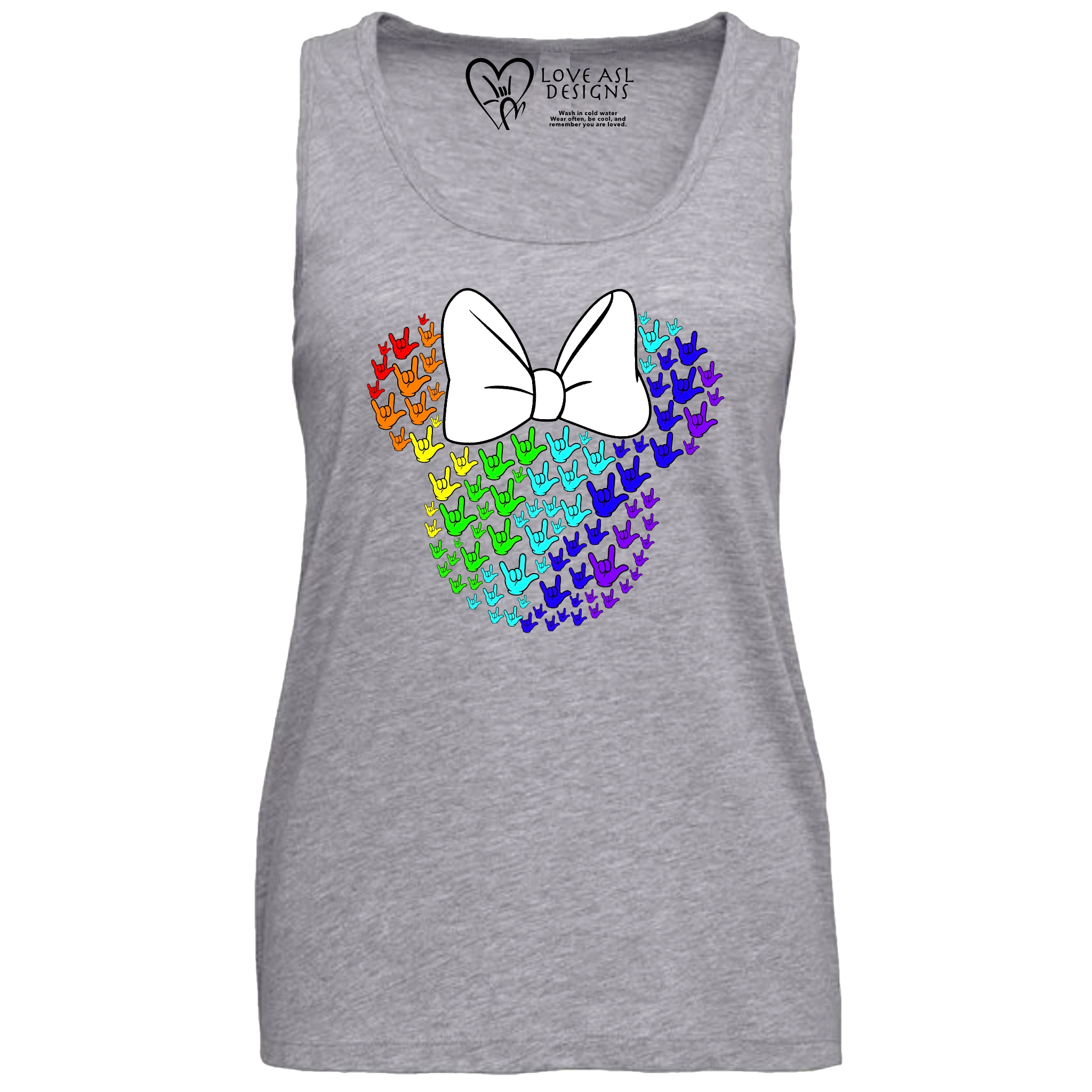 ASL Disney Silhouette White/Rainbow Tank Top (WOMEN)