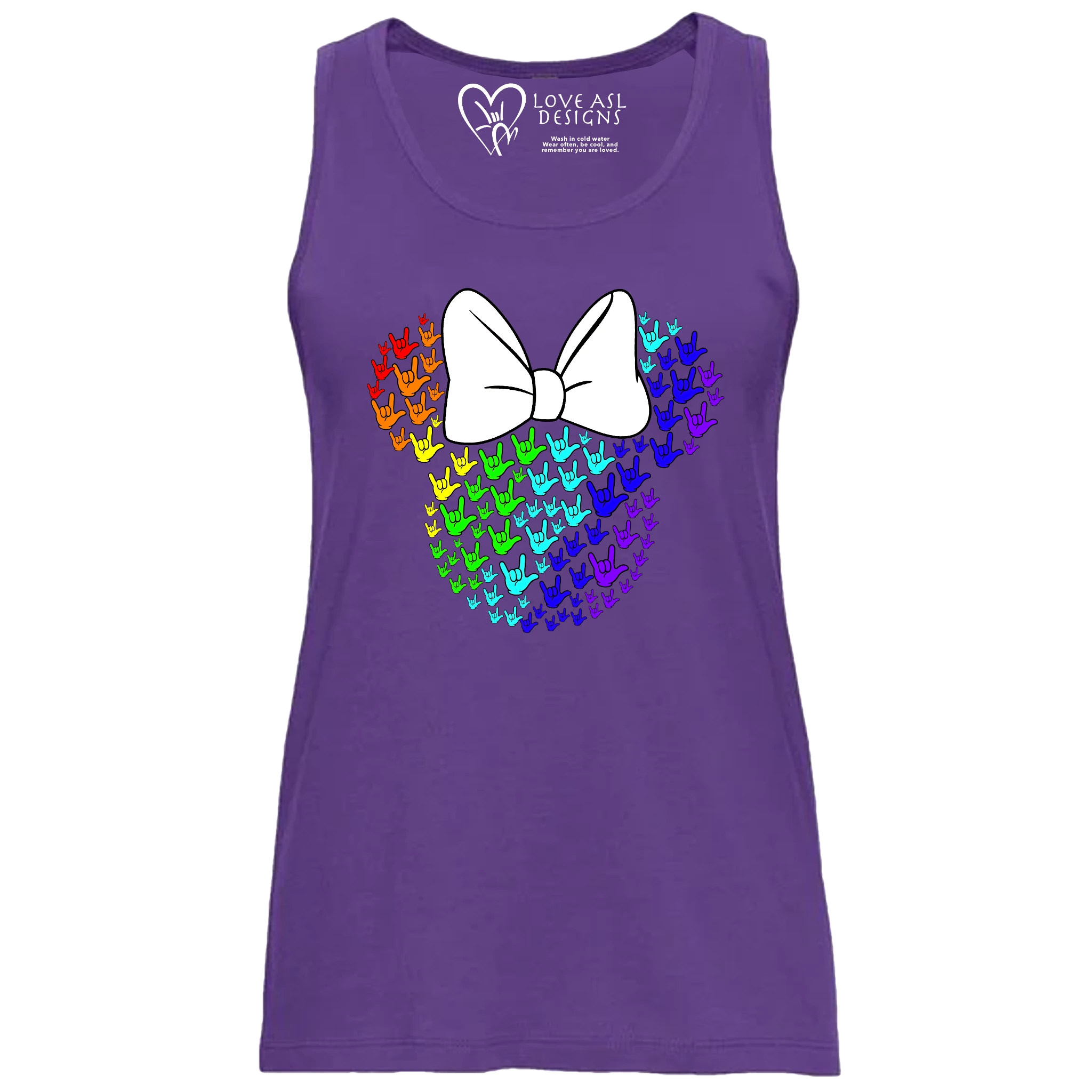 ASL Disney Silhouette White/Rainbow Tank Top (WOMEN)