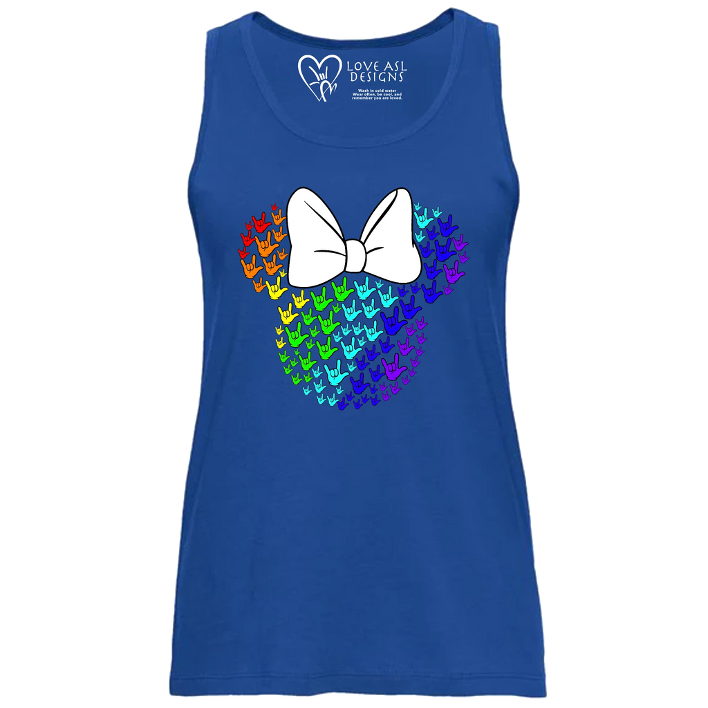 ASL Disney Silhouette White/Rainbow Tank Top (WOMEN)
