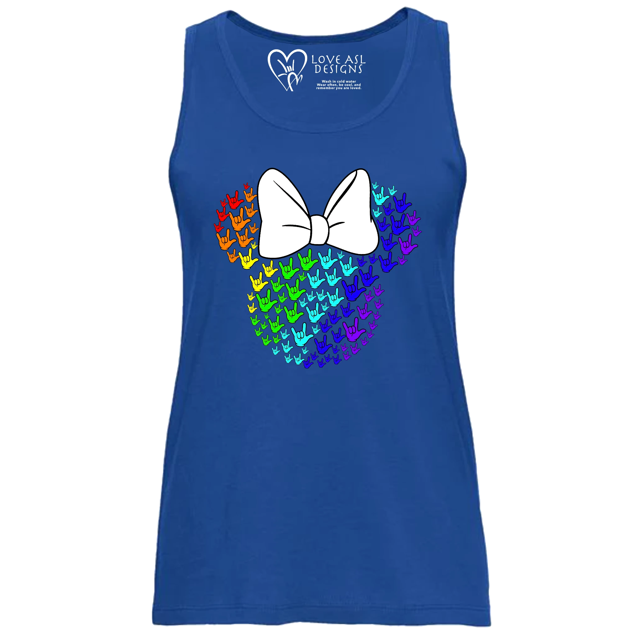 ASL Disney Silhouette White/Rainbow Tank Top (WOMEN)