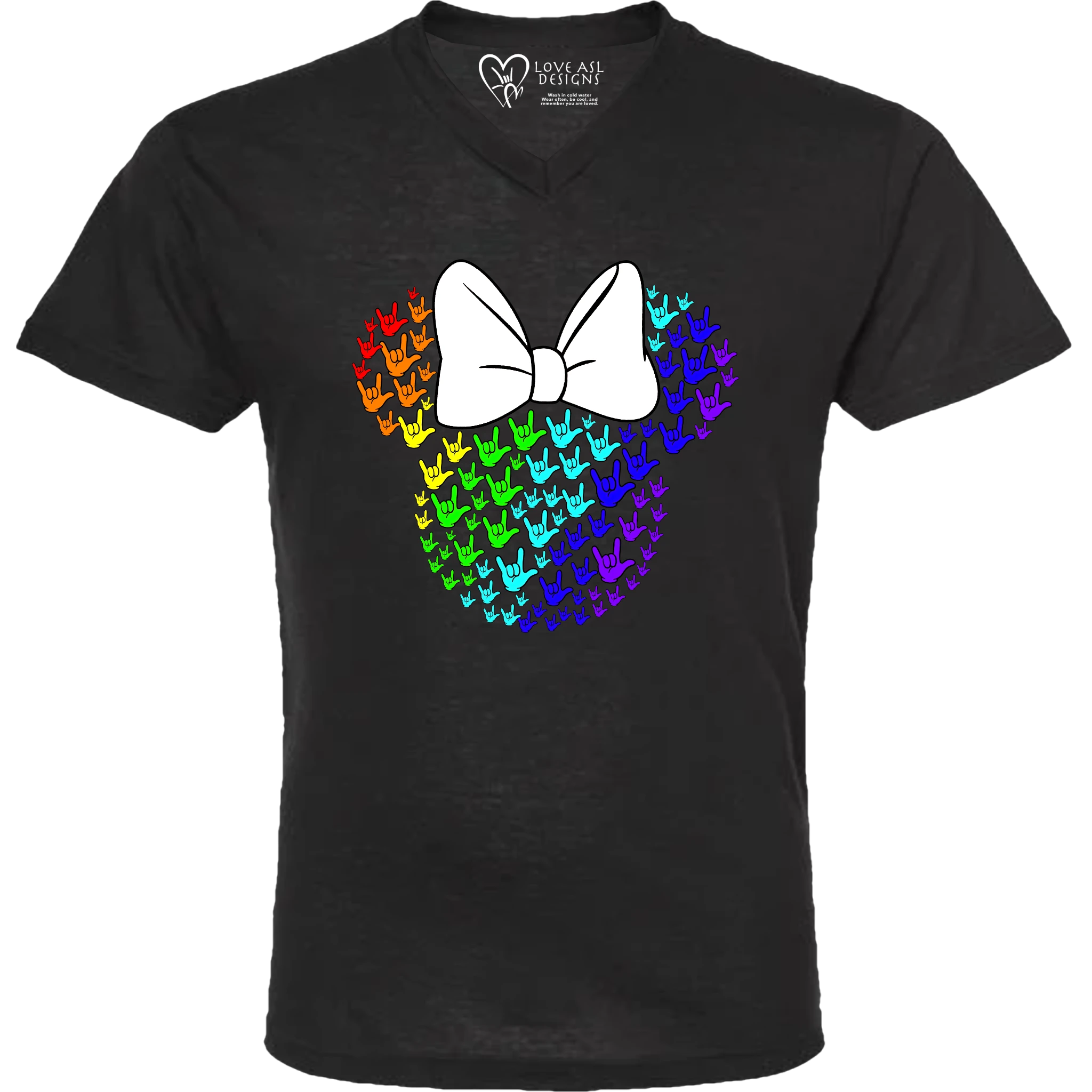 ASL Disney Silhouette White/Rainbow V-Neck Shirt (MEN)
