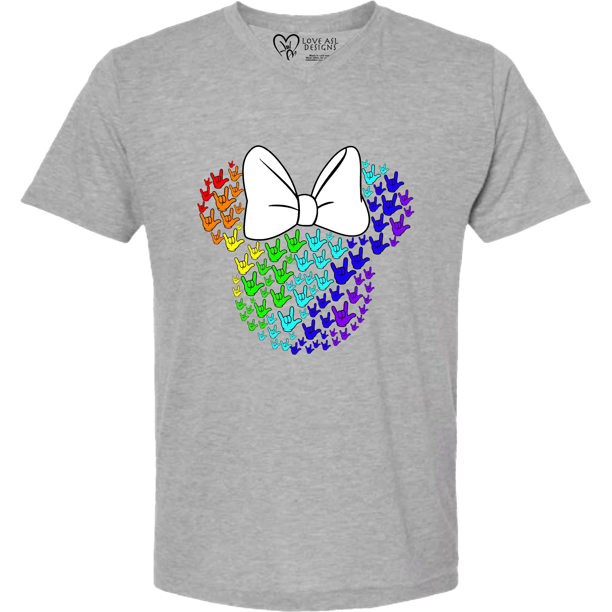 ASL Disney Silhouette White/Rainbow V-Neck Shirt (MEN)