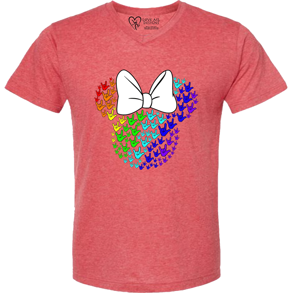 ASL Disney Silhouette White/Rainbow V-Neck Shirt (MEN)